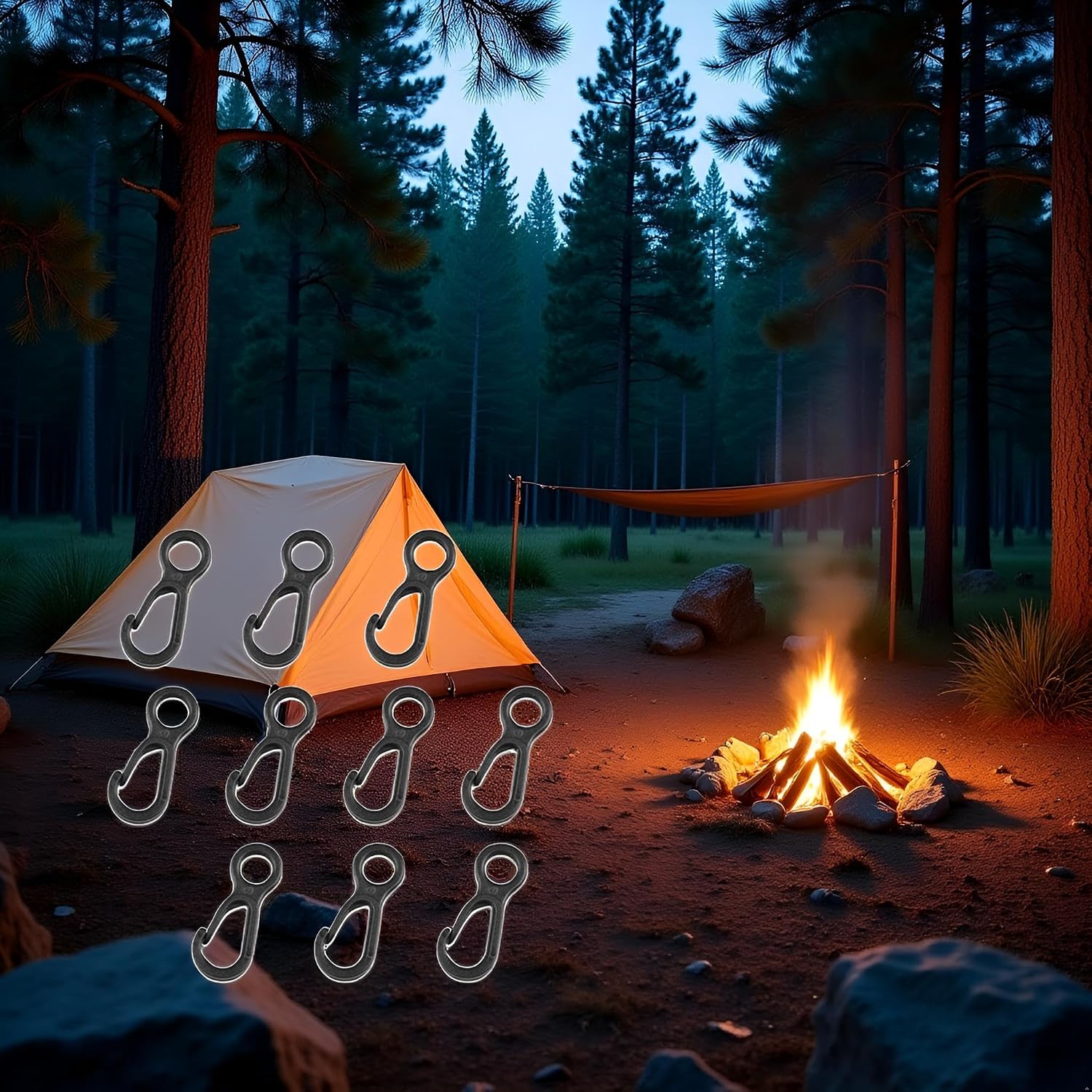 10pcs Black Clip Hooks Outdoor Camping Light Accessories Camping Fixed Canopy Tools,Tarp Black Plastic Snap Hooks Small Tent Hooks for Hiking,Plastic Tent Hooks,Hanging to Canopy Heavy Tent Stakes