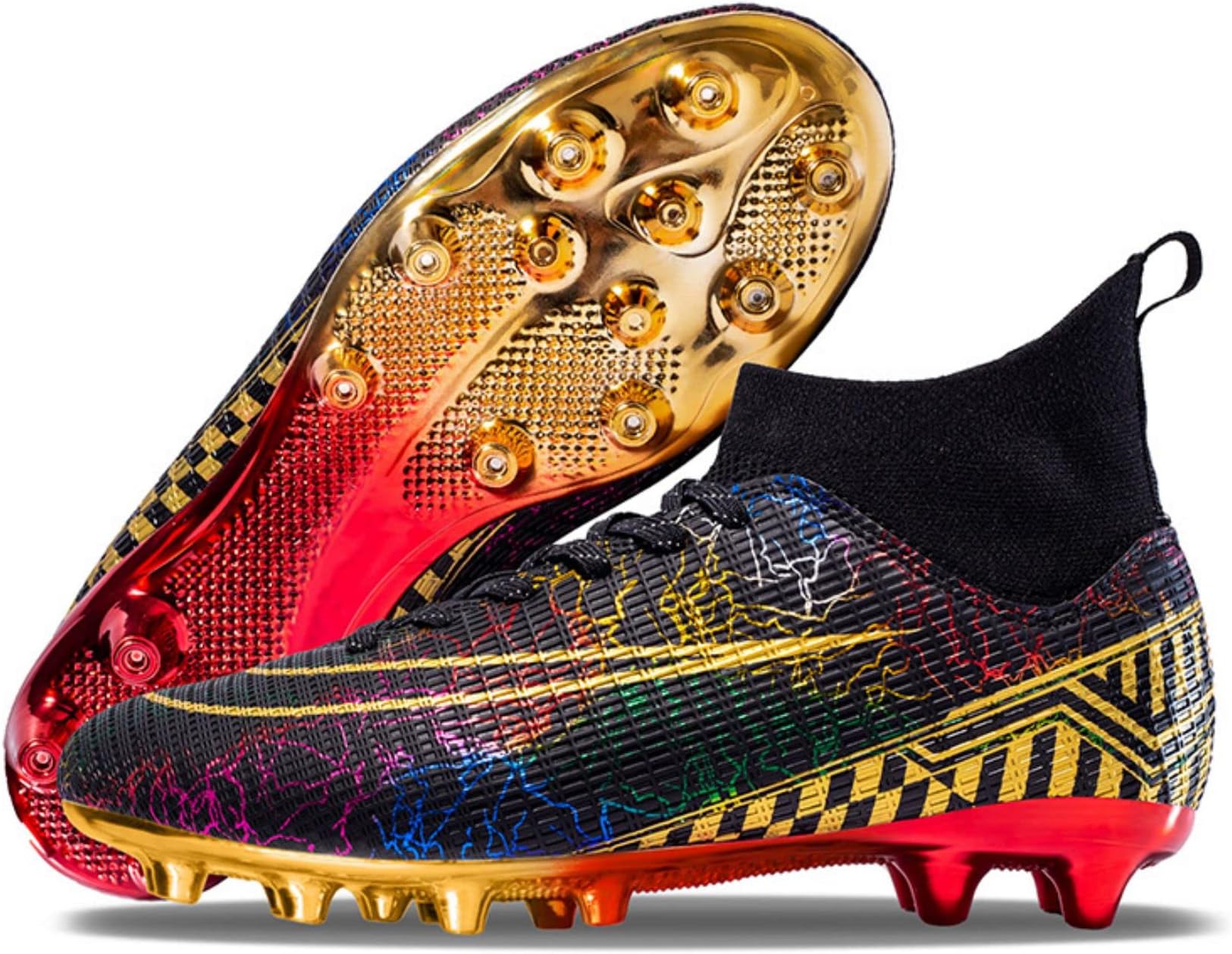 WEJIESSFootball Boots Men Cleats Soccer Shoes Professional Spikes Football Competition Shoes Boys' Soccer Shoes Lace Up Training Sneakers