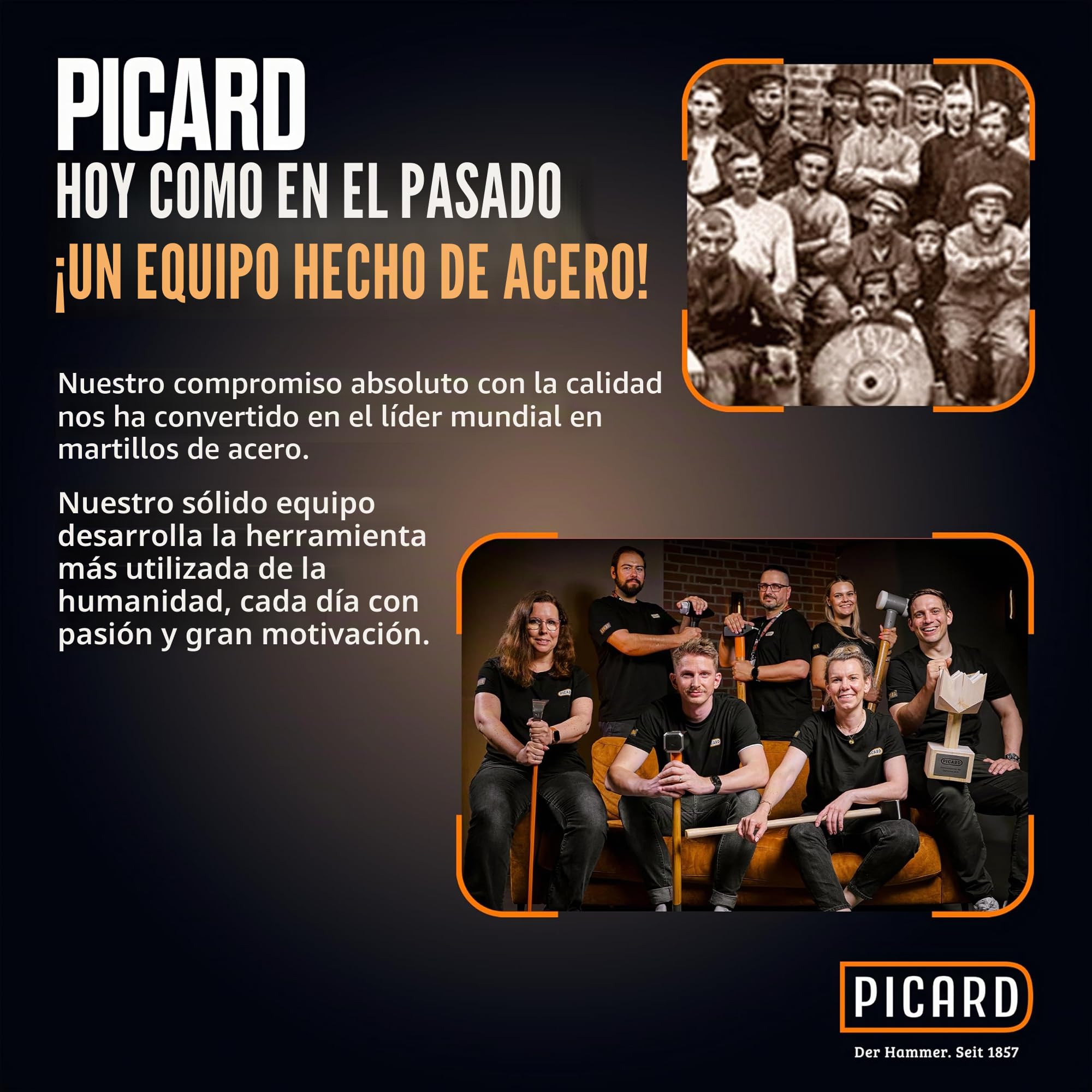 PICARD Martillo AluTec no.1095 superficie lisa | Martillo Carpintero Profesional | Encofrador con Cabeza Híbrida de Aluminio y Acero | Mango Ergonómico Antivibración | Martelo