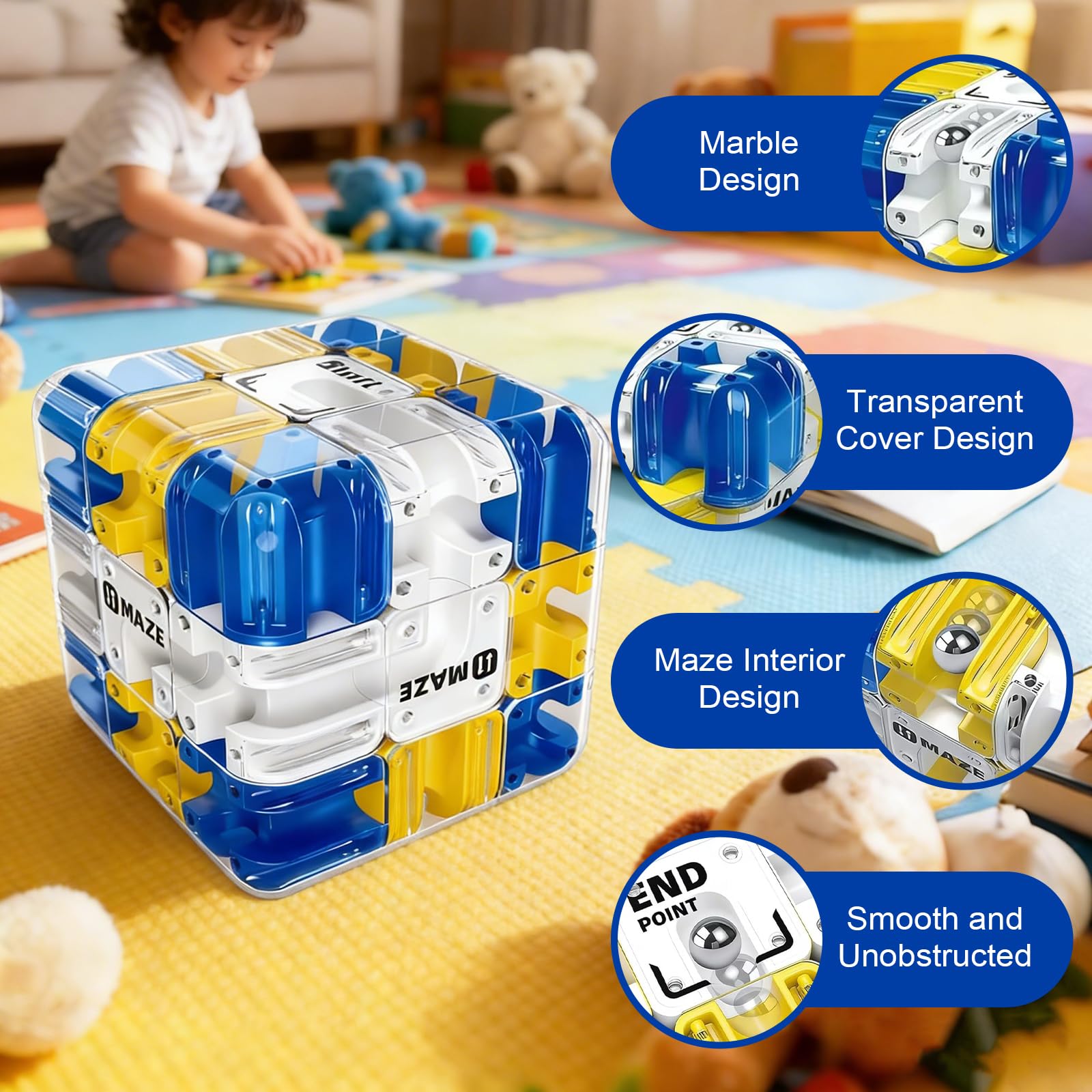 Cubo Laberinto 3D Grande con Bola - Juguete Educativo para Aliviar el Estrés, Entrena la Lógica y Concentración, Mejora la Percepción Espacial, Juego de Ingenio y Pensamiento