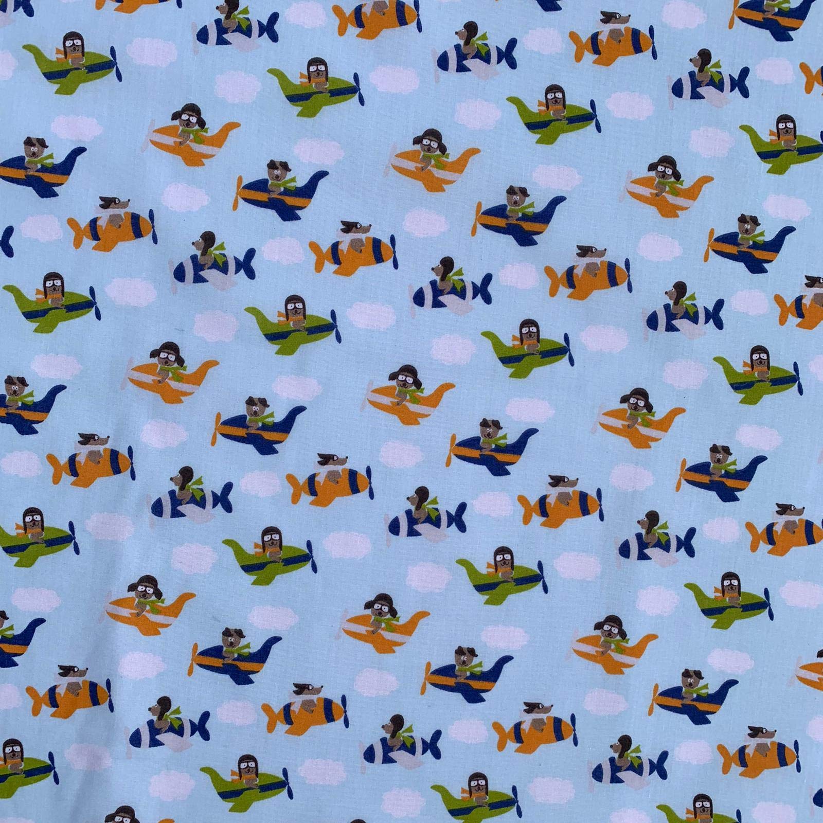 Discover Lifestyle & Fashion Fabrics Yellow Dogs Design Novelty Poly Cotton Printed Dress Craft Fancy Dress Fabric Material | 45" - 112 Cm | Sold Per Half Metre (Yellow)