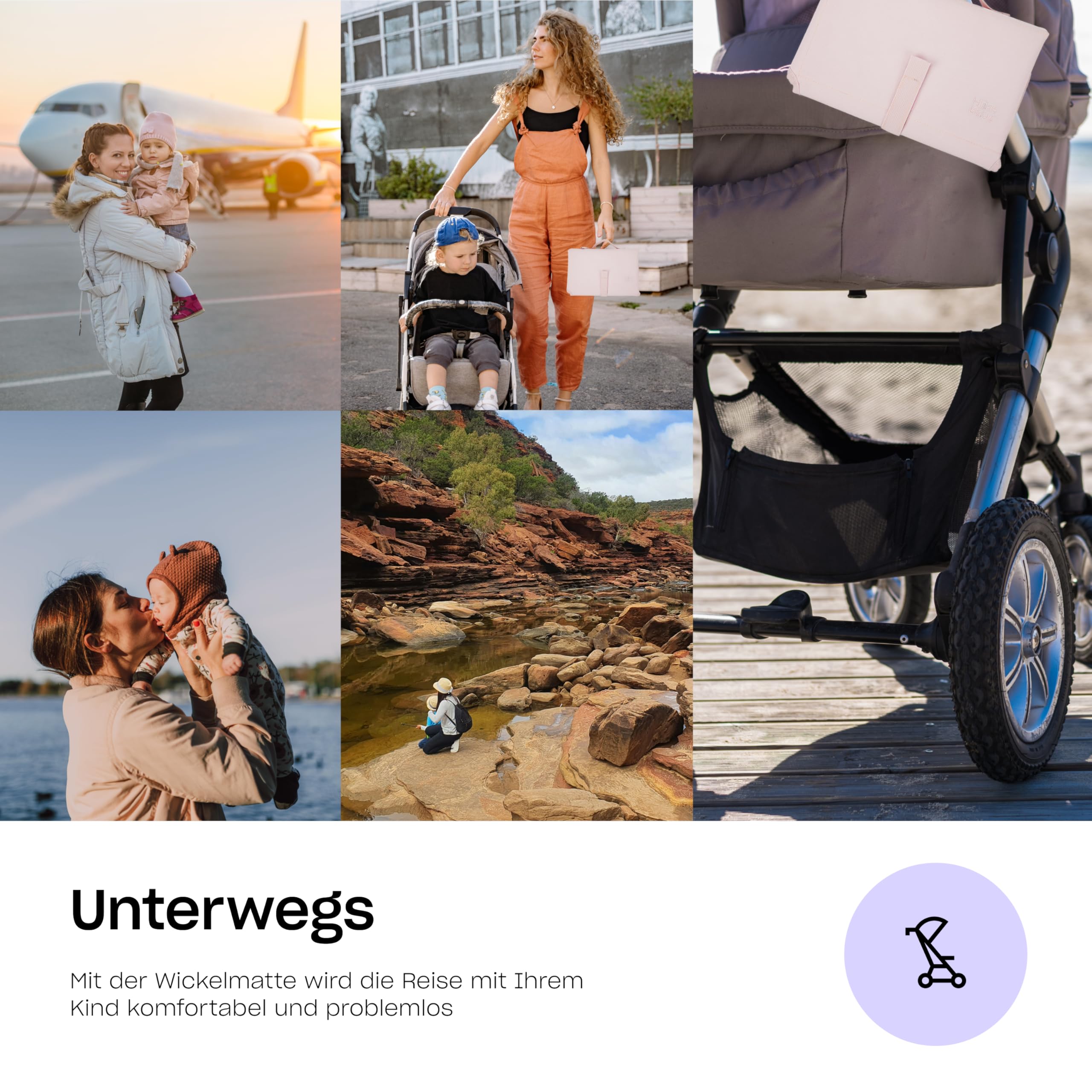 Hylat Baby Wickelunterlage – Faltbare & Abwaschbare Wickelmatte für Unterwegs – Leichte, Tragbare, mit Taschen & Klettverschluss – Hygienische Wickelunterlage für Kinderwagen & öffentliche Toiletten