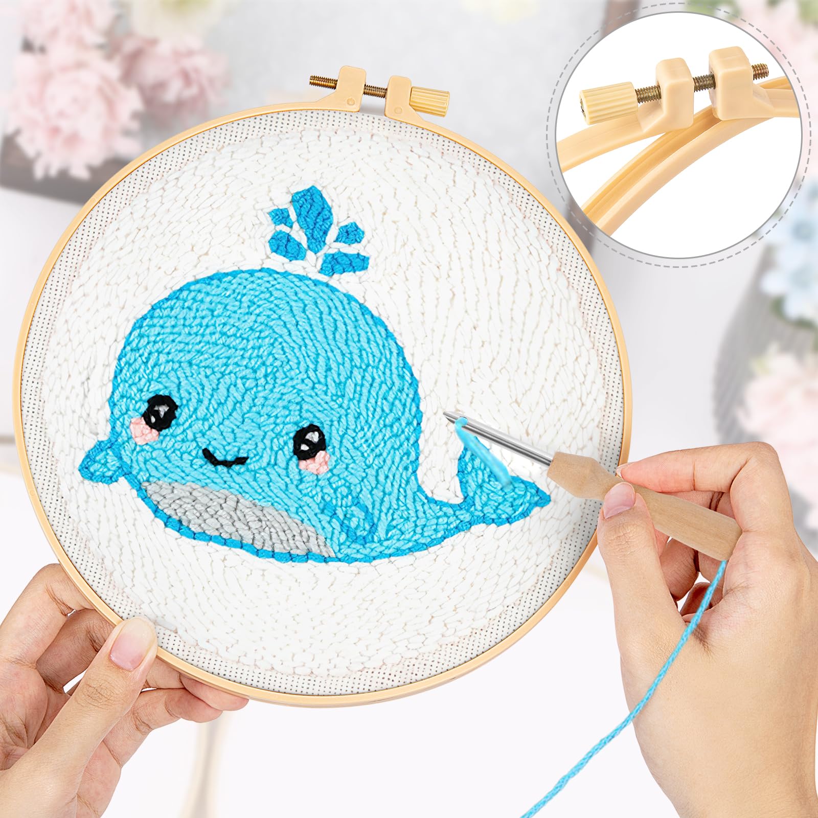 Kit Ricamo A Punch Needle Per Principianti - Include Penna, Telaio, Filo E Istruzioni Per Creare Decorazioni - Foto 6