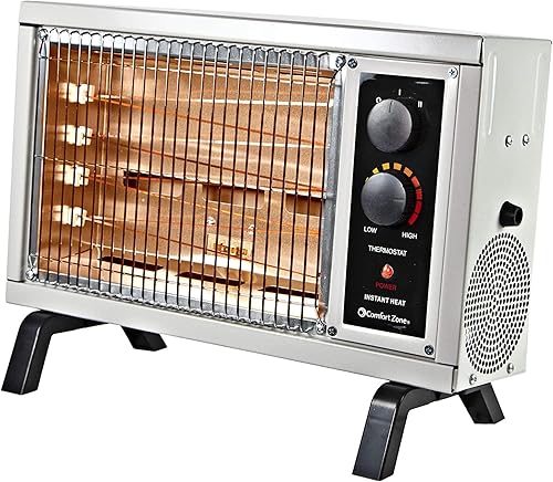 Comfort Zone CZ550 - Calentador eléctrico portátil de 1500 vatios para interiores con temperatura ajustable para el hogar, patio u oficina, hasta