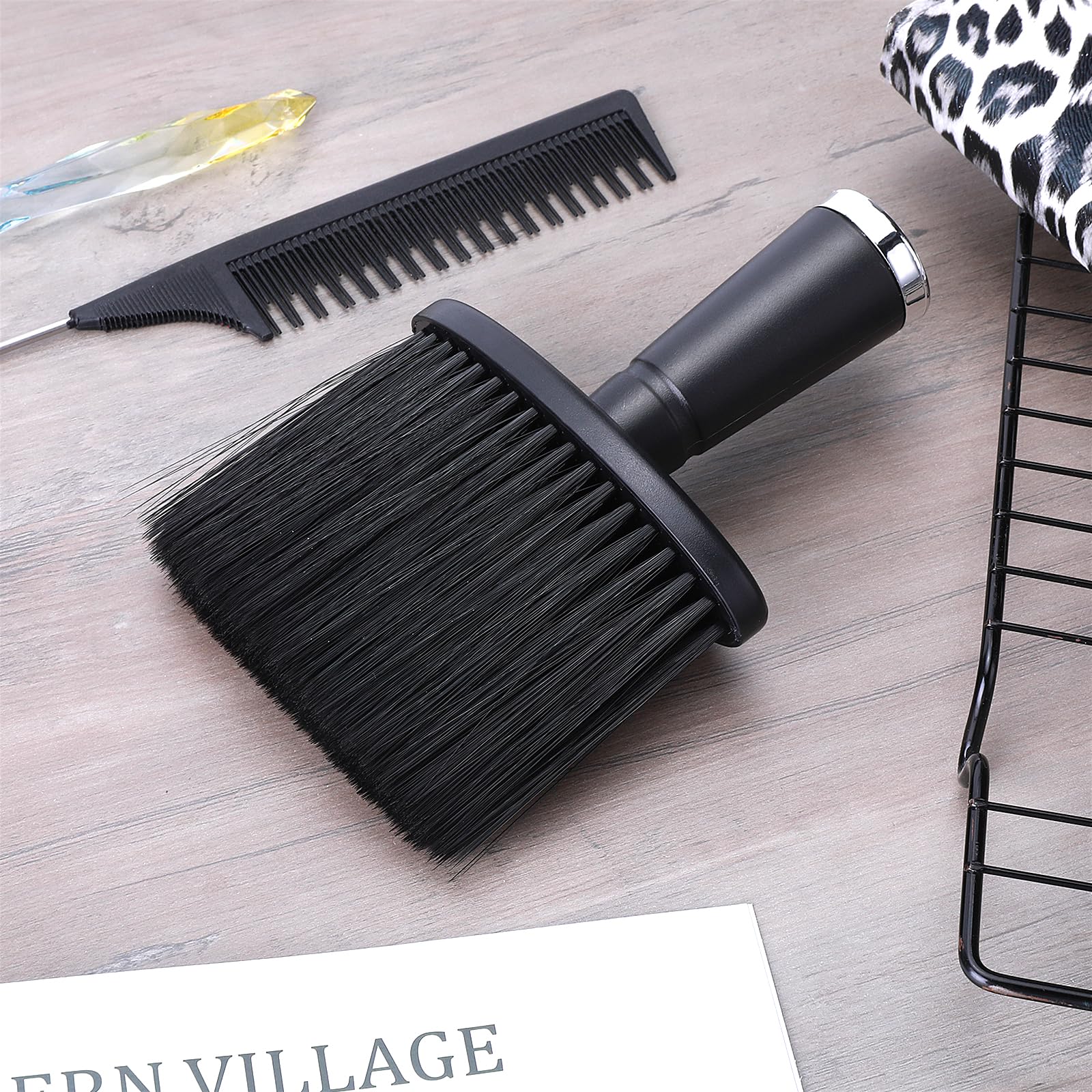 2 cepillos de peluquería para el cuello, cepillo de corte de pelo, cepillo suave para limpiar el cabello, suministros de peluquería para cepillar el cabello alrededor del cuello y las orejas