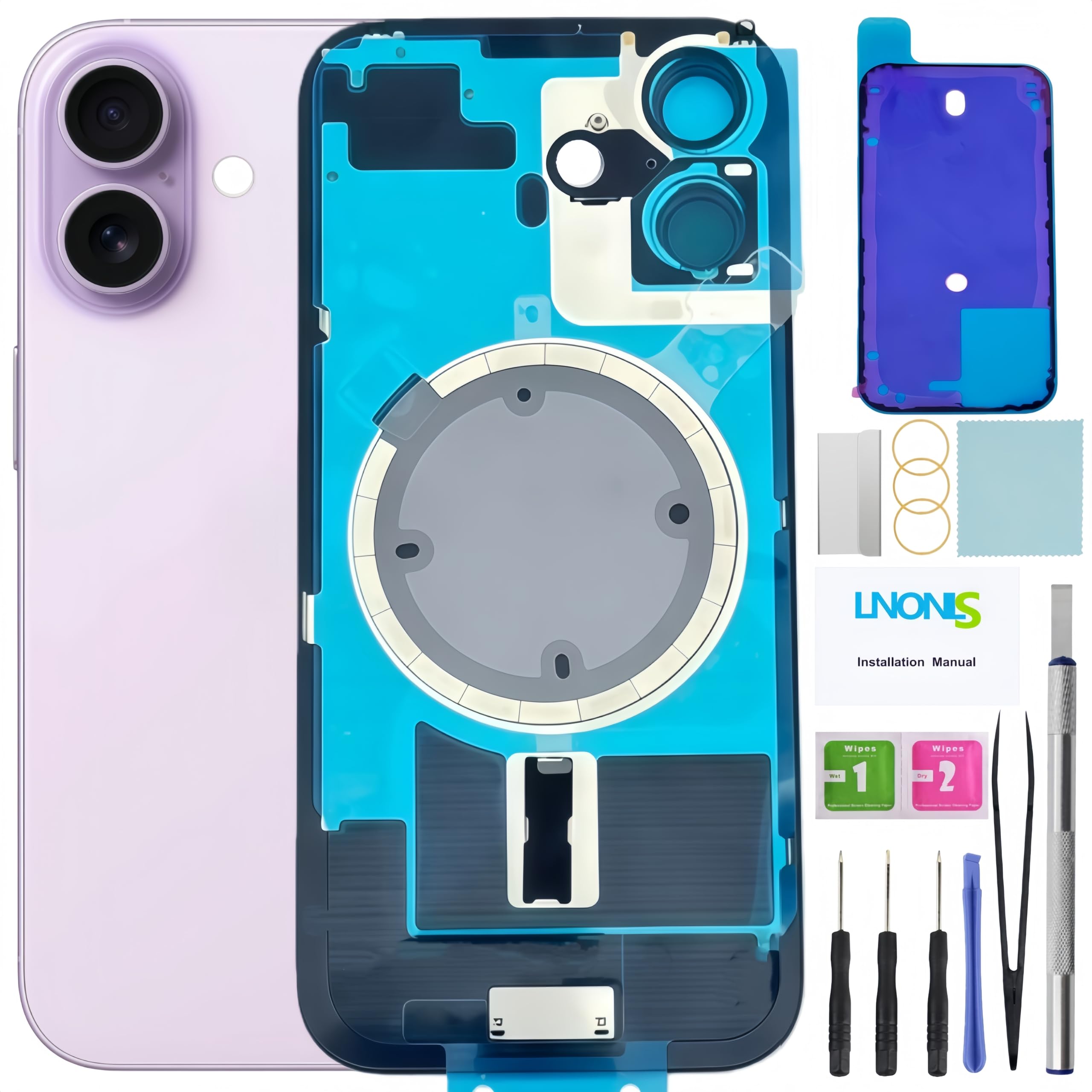 Amazon.co.jp: LNONLS 17 バックガラス iPhone 17用交換用リアバック