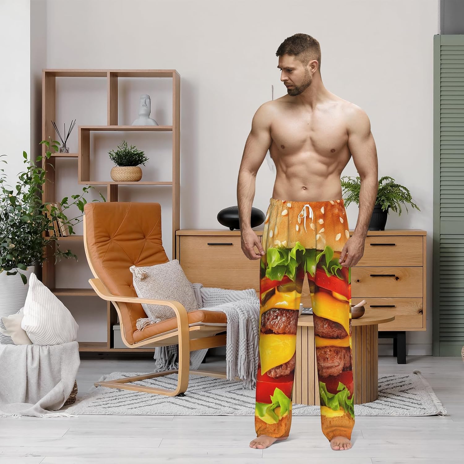 Funny Men's Pajama Pants Ultra Lightweight Sleep Lounge Pants Pjs Bottoms Men's Pajama Bottoms with Pocket Drawstring