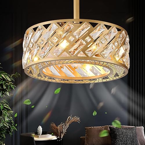 Miniatura 3 de CATINER Ventiladores de techo enjaulados de cristal con luz, ventilador de techo sin aspas de 18 pulgadas con control remoto, ventilador de techo