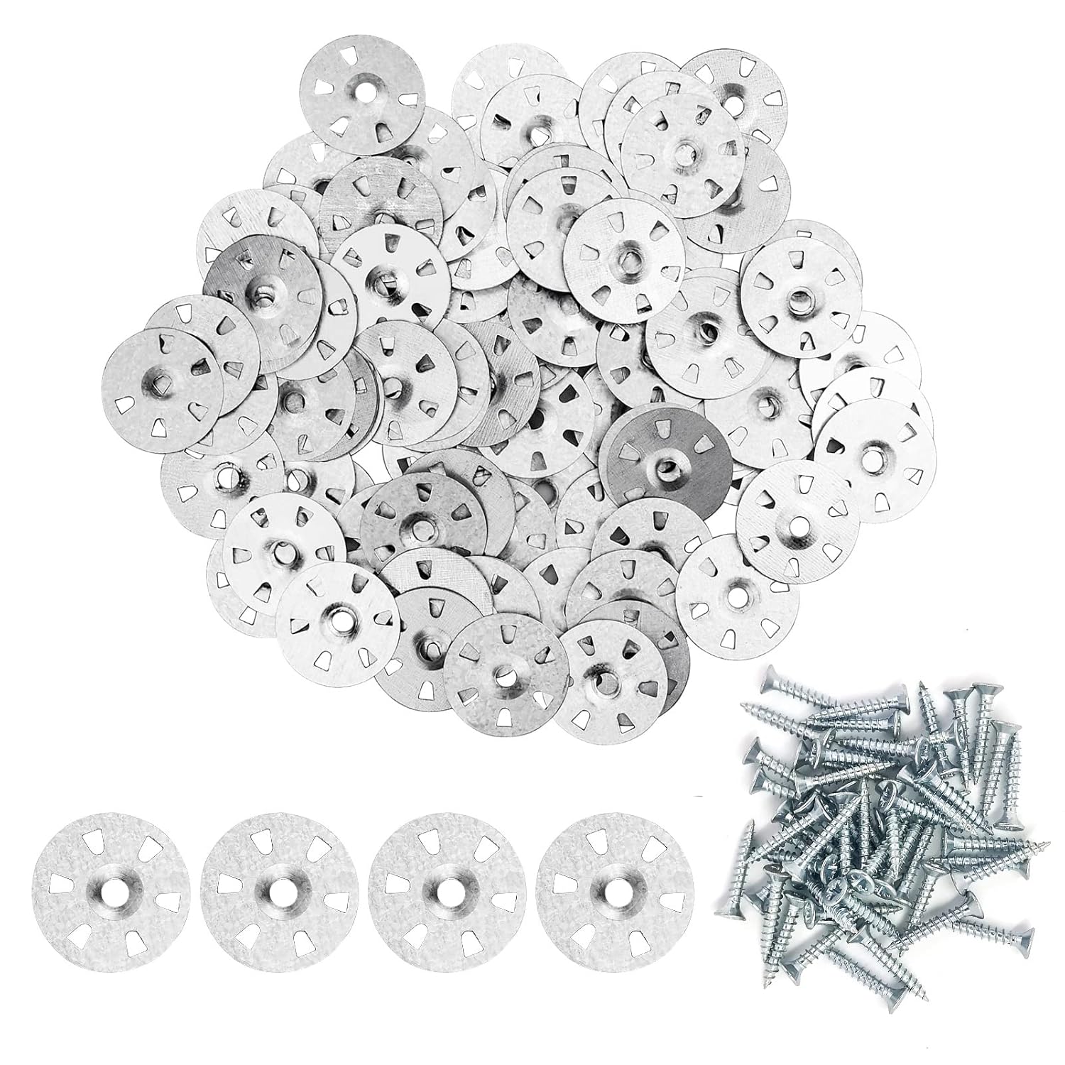 100 Pieces Easy Fix Washers with Screws, 35mm Diameter Fix Washers Tile