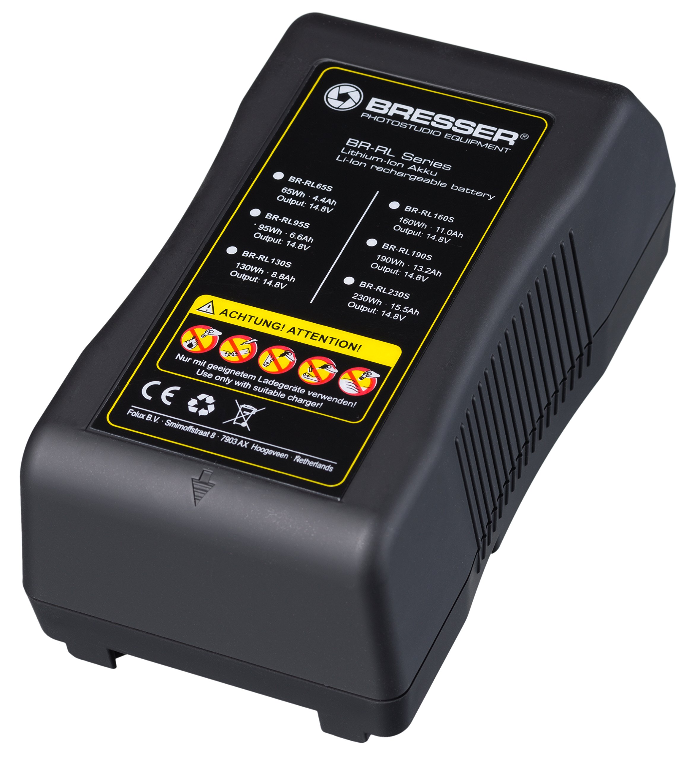 Batteria V-Lock Bresser BR-RL95WH, 95Wh, 6.6Ah, 14.8V, Illuminazione LED