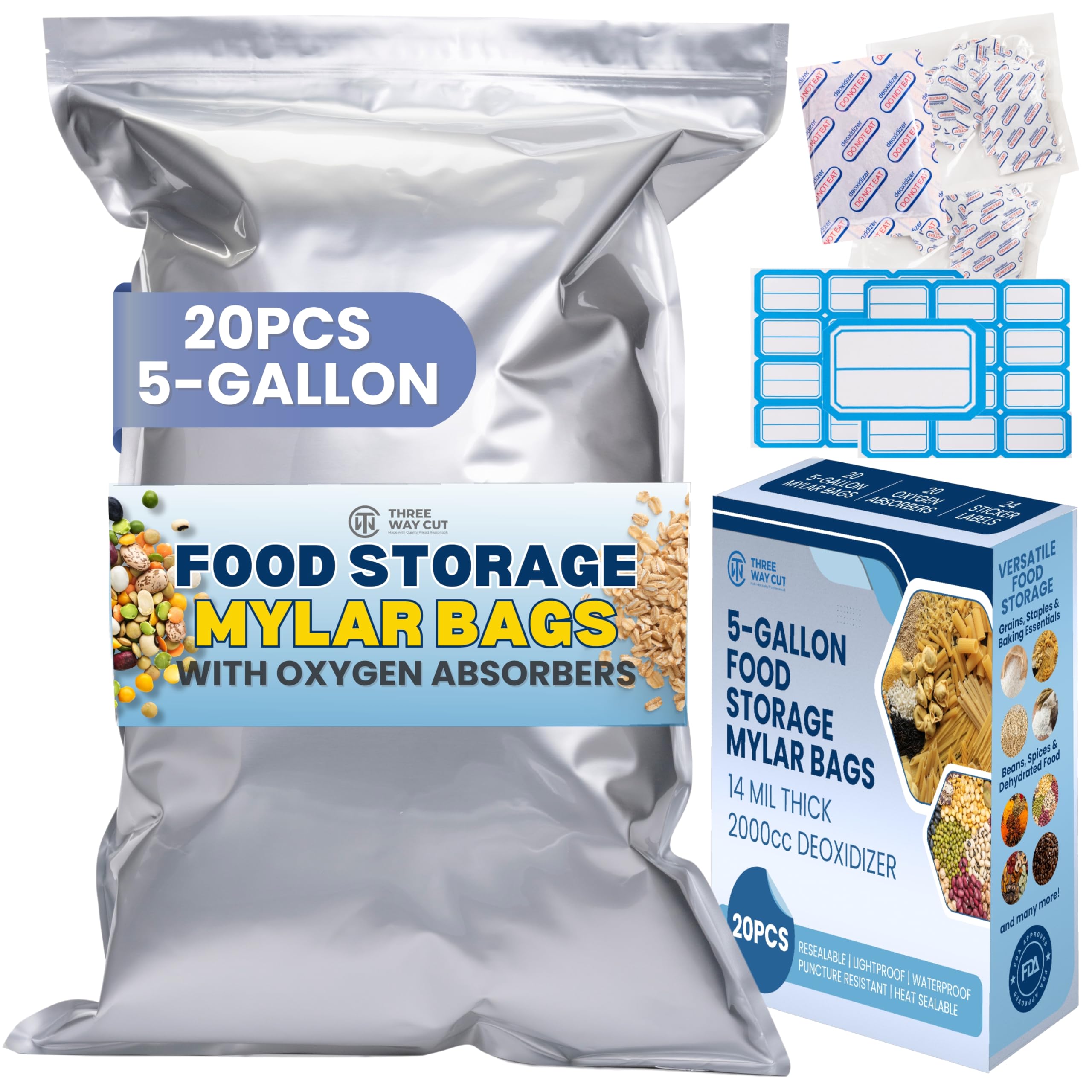 Amazon.com: 5 Gallon Mylar Bags For Food Storage with Zipper