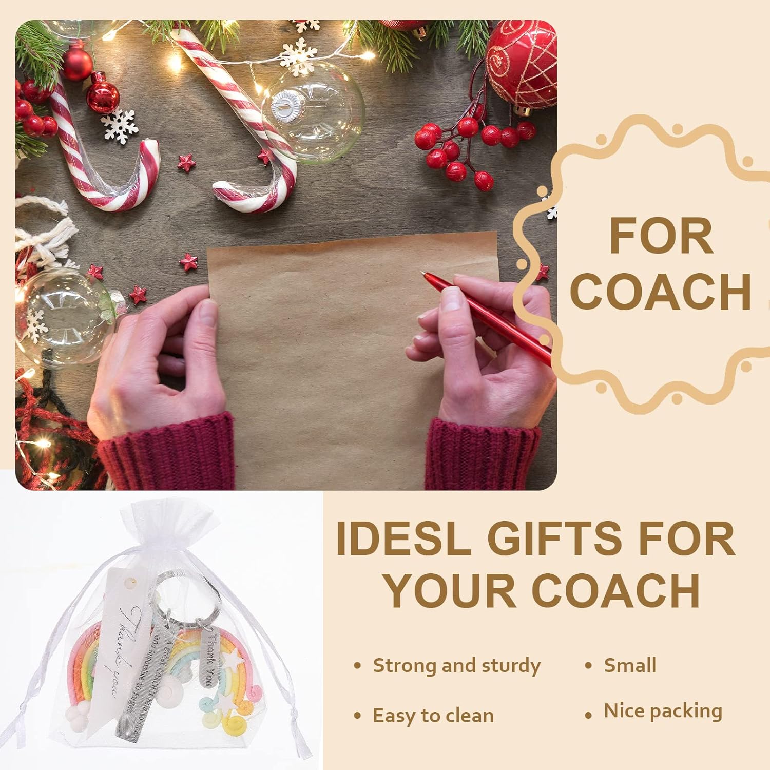 Yinkin 6 Pcs Coach Keychain Basketball Coach Keychain Bulk Thank You