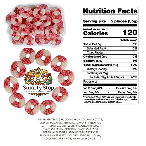 Miniatura 2 de Smarty Stop Mini anillos de goma agria Candy GummiRoos (fresa, 2.2 libras (paquete de 1))