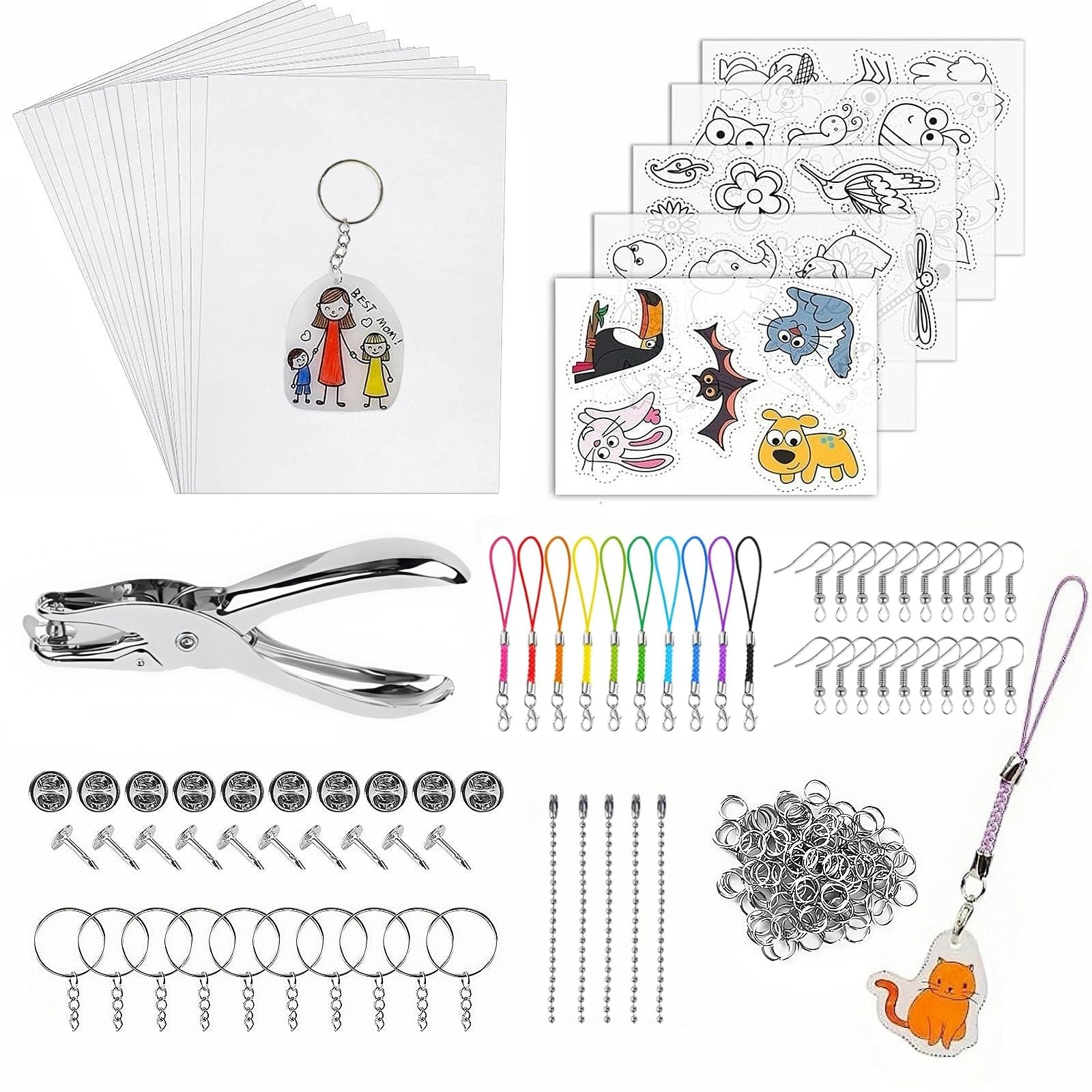 Kit Plastique Fou 183 Pièces – Film Thermorétractable | Porte-clés, Crayons, Perforatrice | Activité Créative Enfants | DIY Loisirs - 6