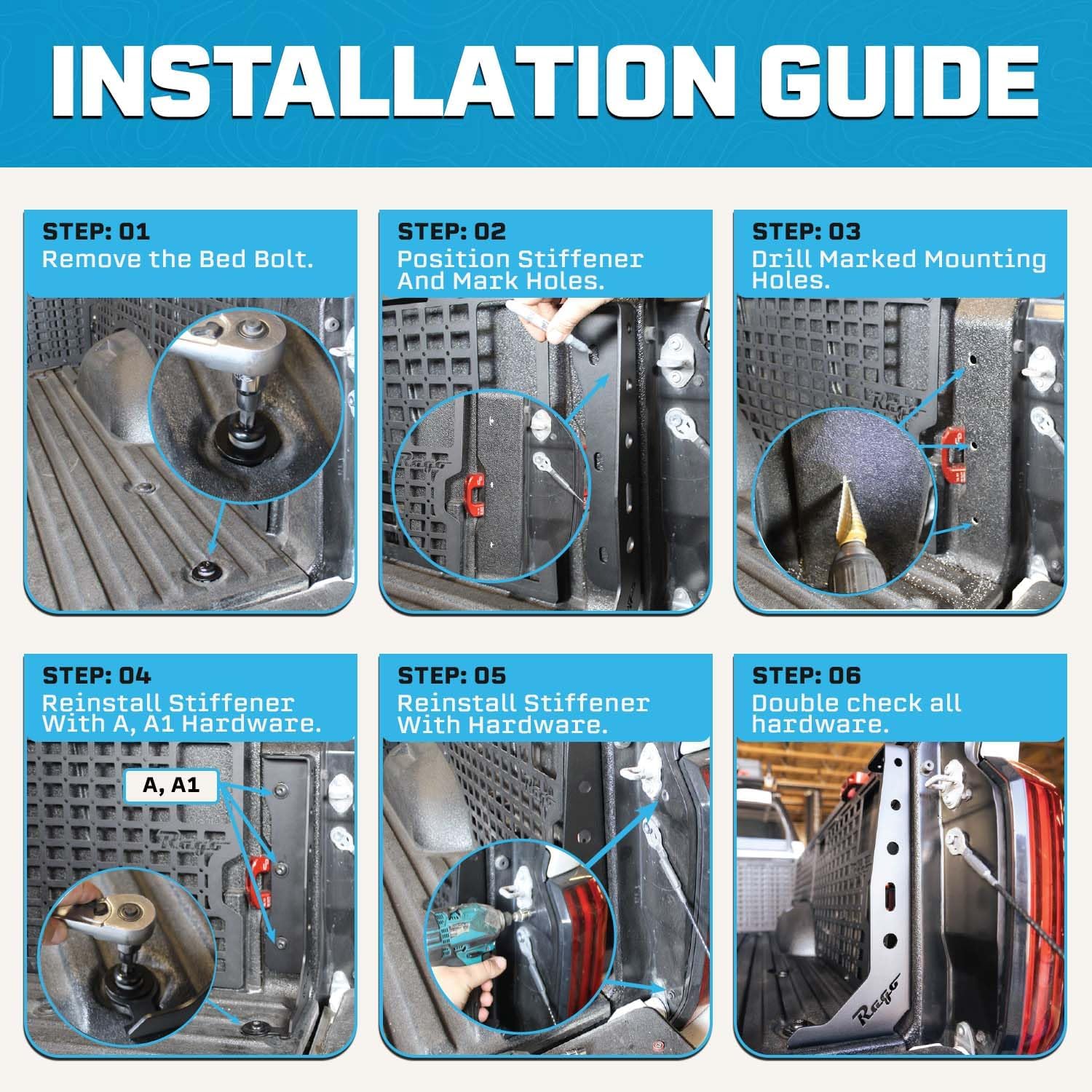 Rago Fabrication Bed Channel Support Kit Compatible with 2022-2026 Toyota Tundra, Structural Reinforcement for Truck Bed, 3/8-Inch Steel Braces