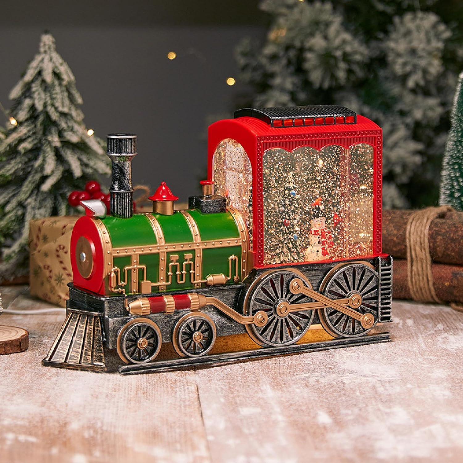 New Glowing Snow Music Box Santa Claus Wind Lantern Christmas Tree Decoration Ornament Night Light