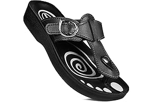 Aerosoft T-Bar Buckle Strap Sandals Flip Flop Slides for Women