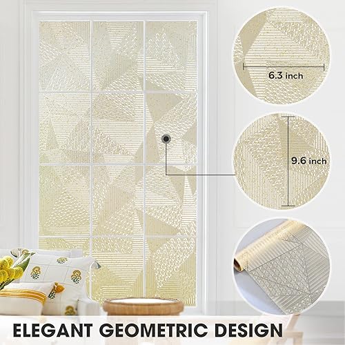 Miniatura 6 de ALIUNI Película de privacidad para ventana, película de vidrio esmerilado, vinilo no adhesivo, tinte extraíble, adherencia estática, calcomanías