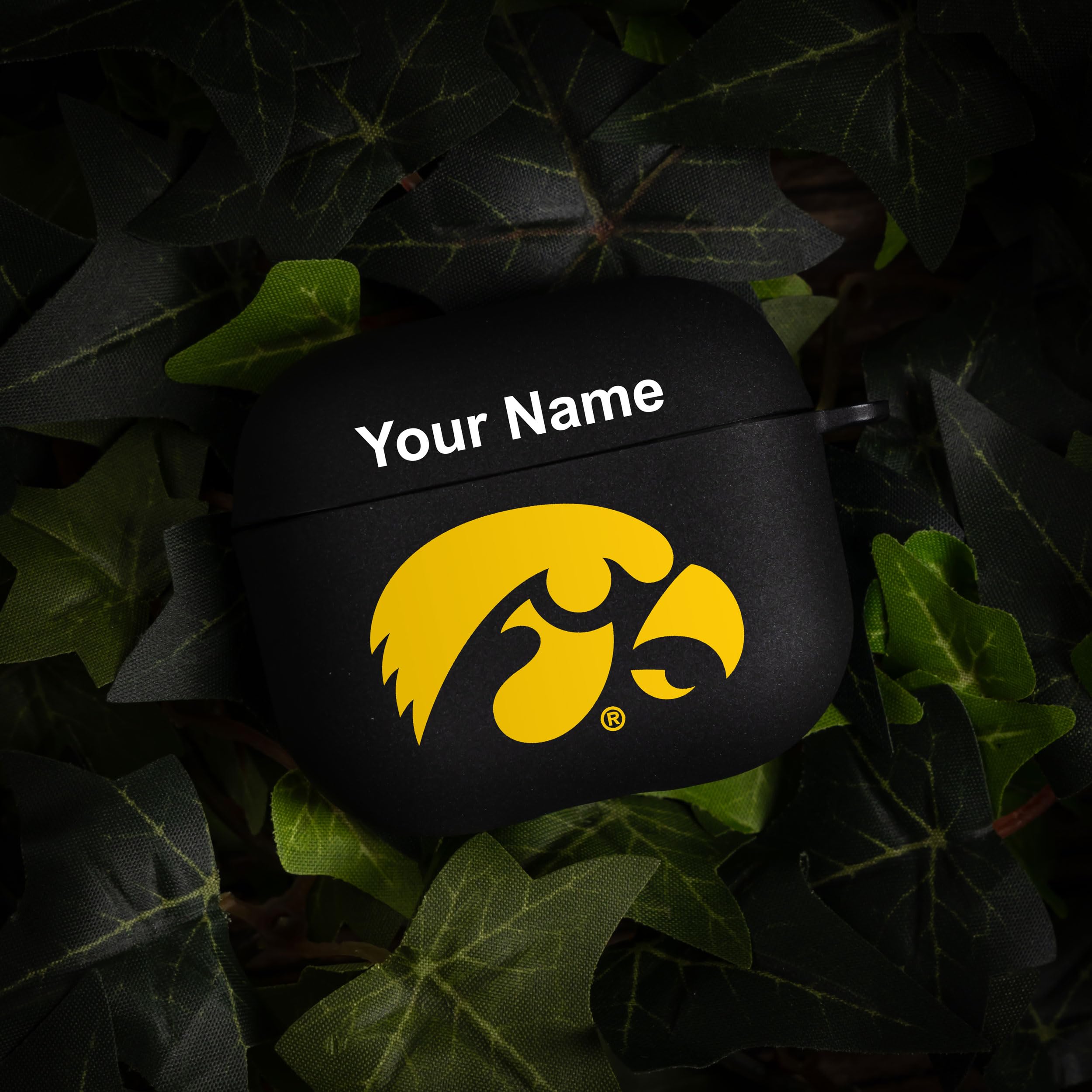 Iowa Hawkeyes Custom Name HD Case Cover Compatible with Apple AirPods Gen 3 (Black)