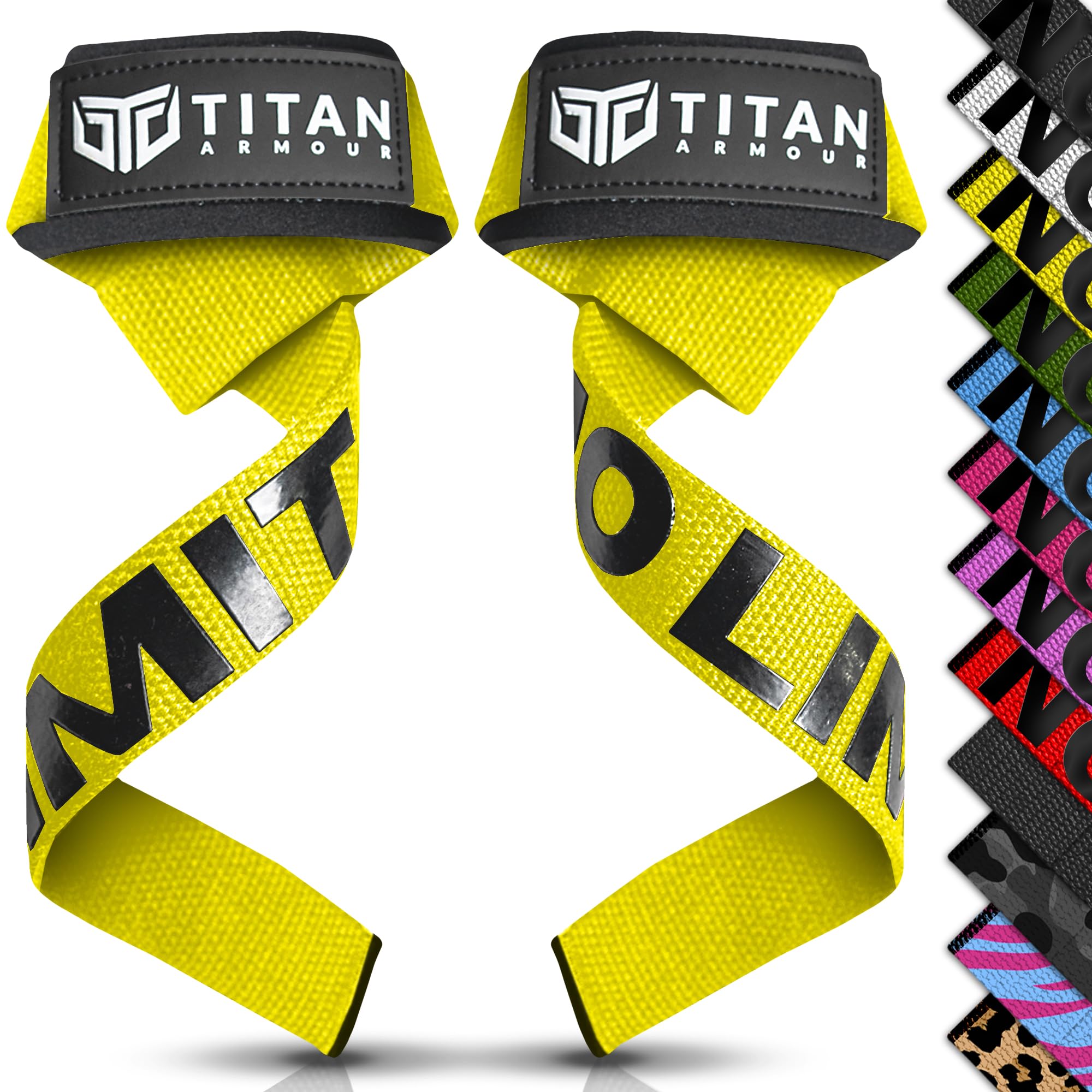 Titan Armour® Weight Lifting Straps, Yellow (Gel Grip)