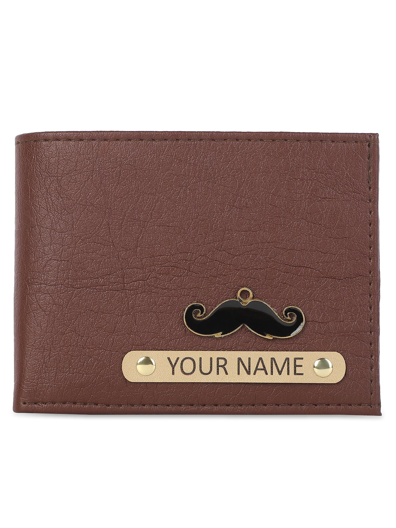Men's Personalized Wallet | Faux Leather Customized Purse with Name & Charm Custom Purse for Men with Coin Pouch and Card Holder Unique Birthday & Anniversary Gift for Men - Brown-image-48
