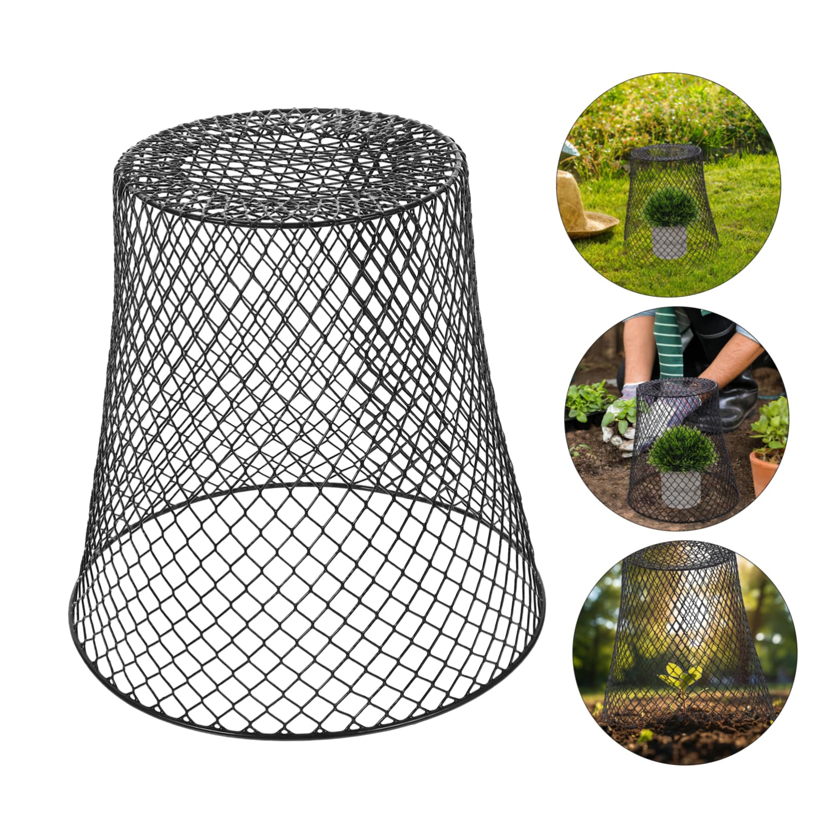 Yardwe Set 4 Pezzi Copertura per Piante in Ferro Nero, Gabbia Protettiva Robusta per Piante Massima Penetrazione della Luce, per Giardino e Orto