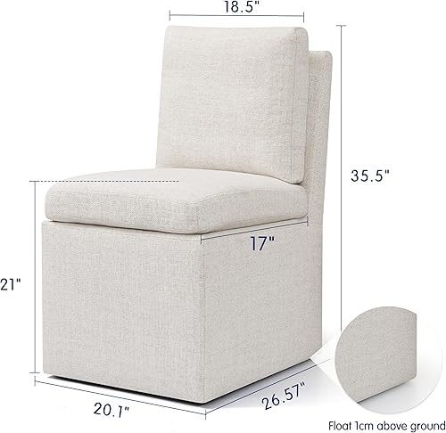 Miniatura 2 de SUBRTEX Sillas de comedor con ruedas, sillas tapizadas para comedor, silla de sofá individual de acento, sillas de sala de estar de tela de lino,