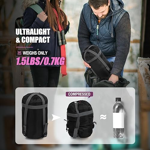 Miniatura 60 de REDCAMP Saco de dormir ultraligero para mochileros, senderismo, comodidad para adultos en clima cálido, con saco de compresión 2-Sobre