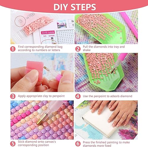 Miniatura 6 de Yunnuo Pintura de diamantes para adultos y principiantes, kits de arte de diamantes 5D para manualidades, kit de pintura de gemas Aurora con