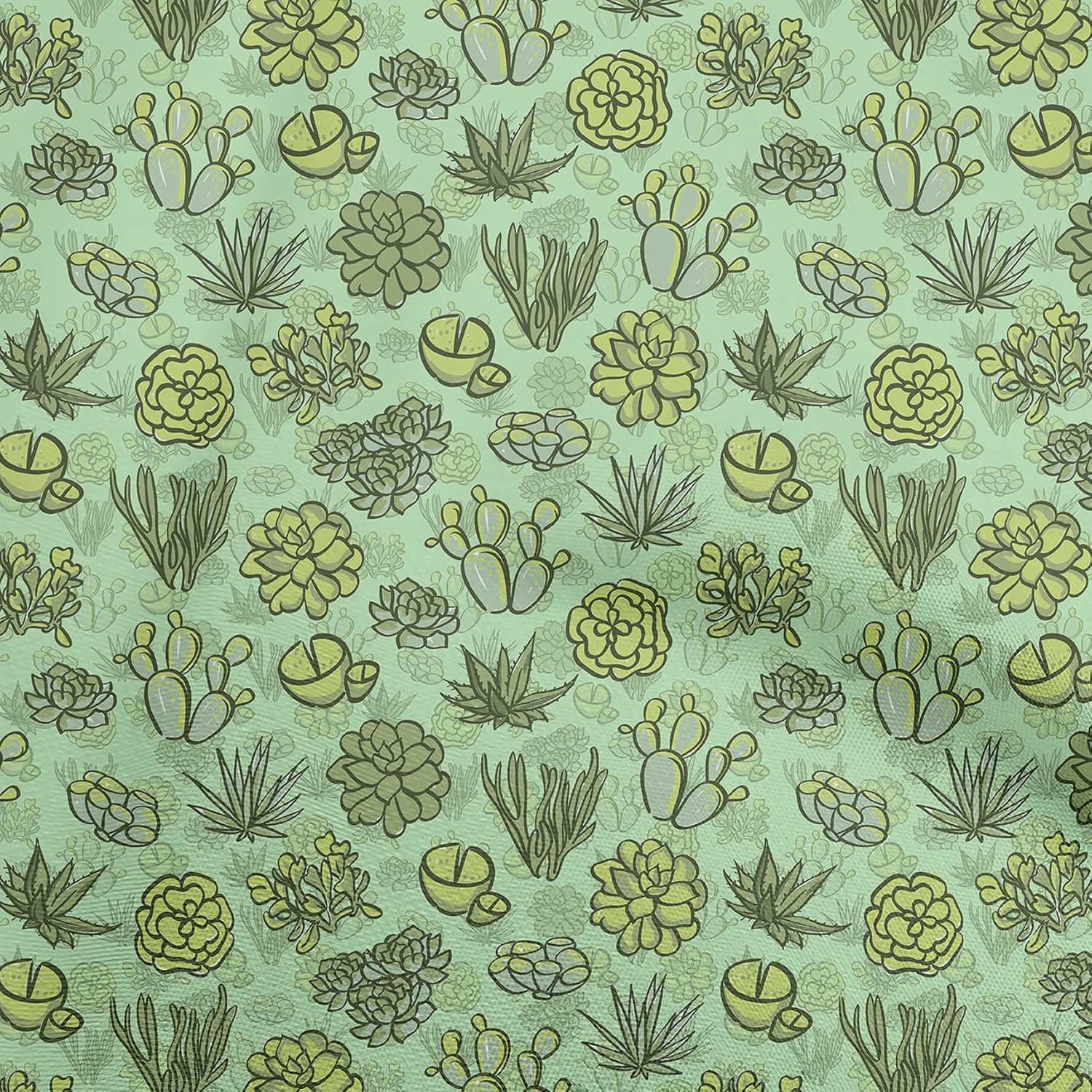 oneOone Viscose Chiffon Light Green Fabric Cactus Sewing Craft Projects Fabric Prints by Yard 42 Inch Wide