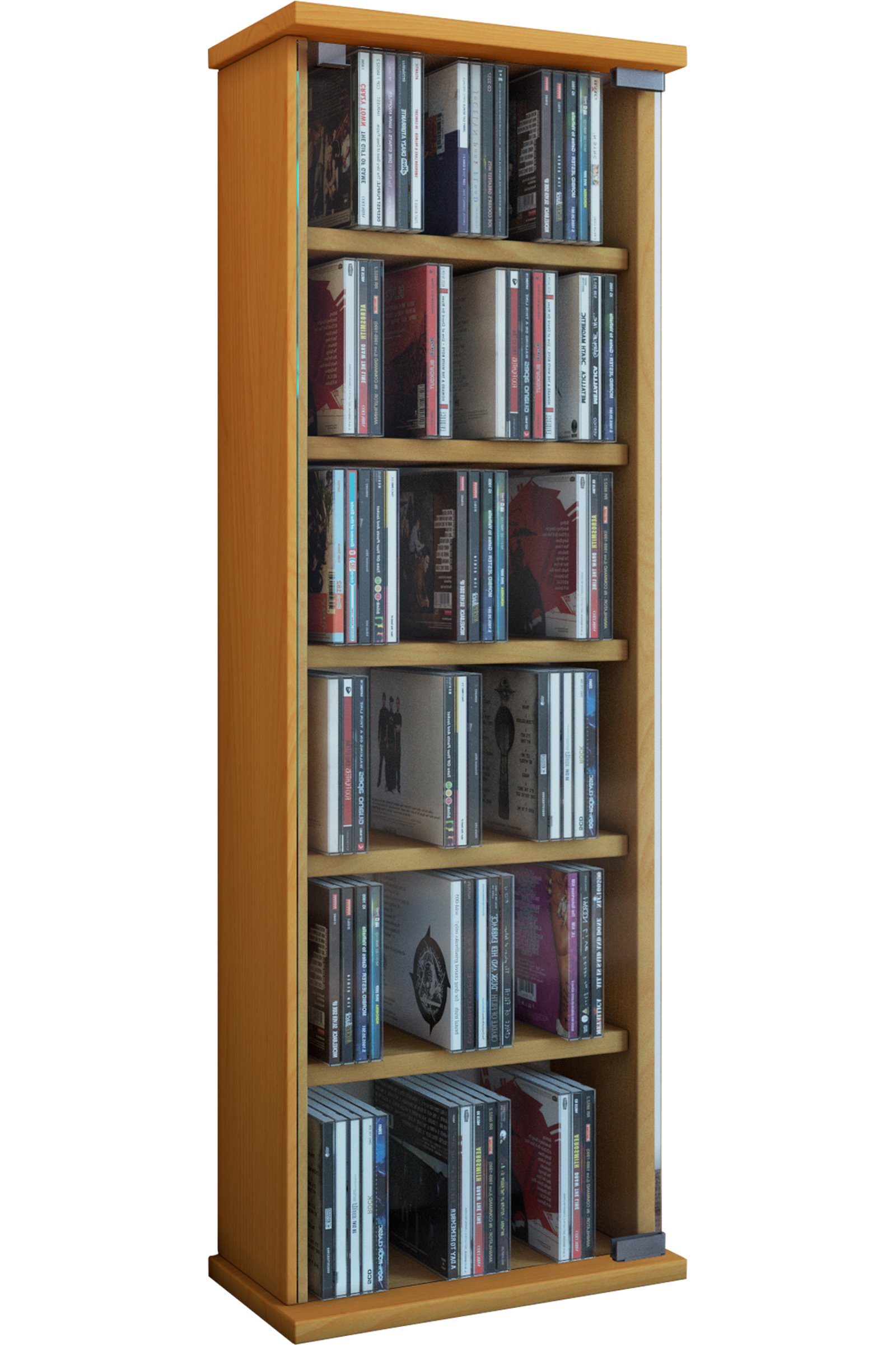 CD Regal Holz mit ESG-Sicherheitsglastüren (für 150 CDs, 65 DVDs oder 36 Videos)