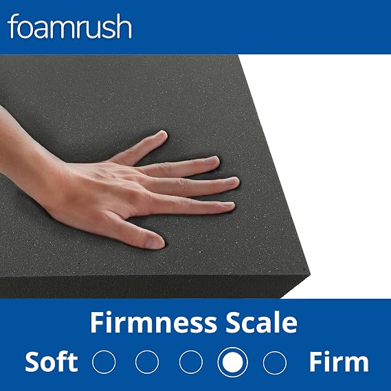 FoamRush 0.5 x 24 x 72 Charcoal High Density Upholstery Foam Cushion, Upholstery Sheet, Foam Padding, Seat Replacement, Wheelchair Seat & Chair Cushion Replacement, Square, Made in USA