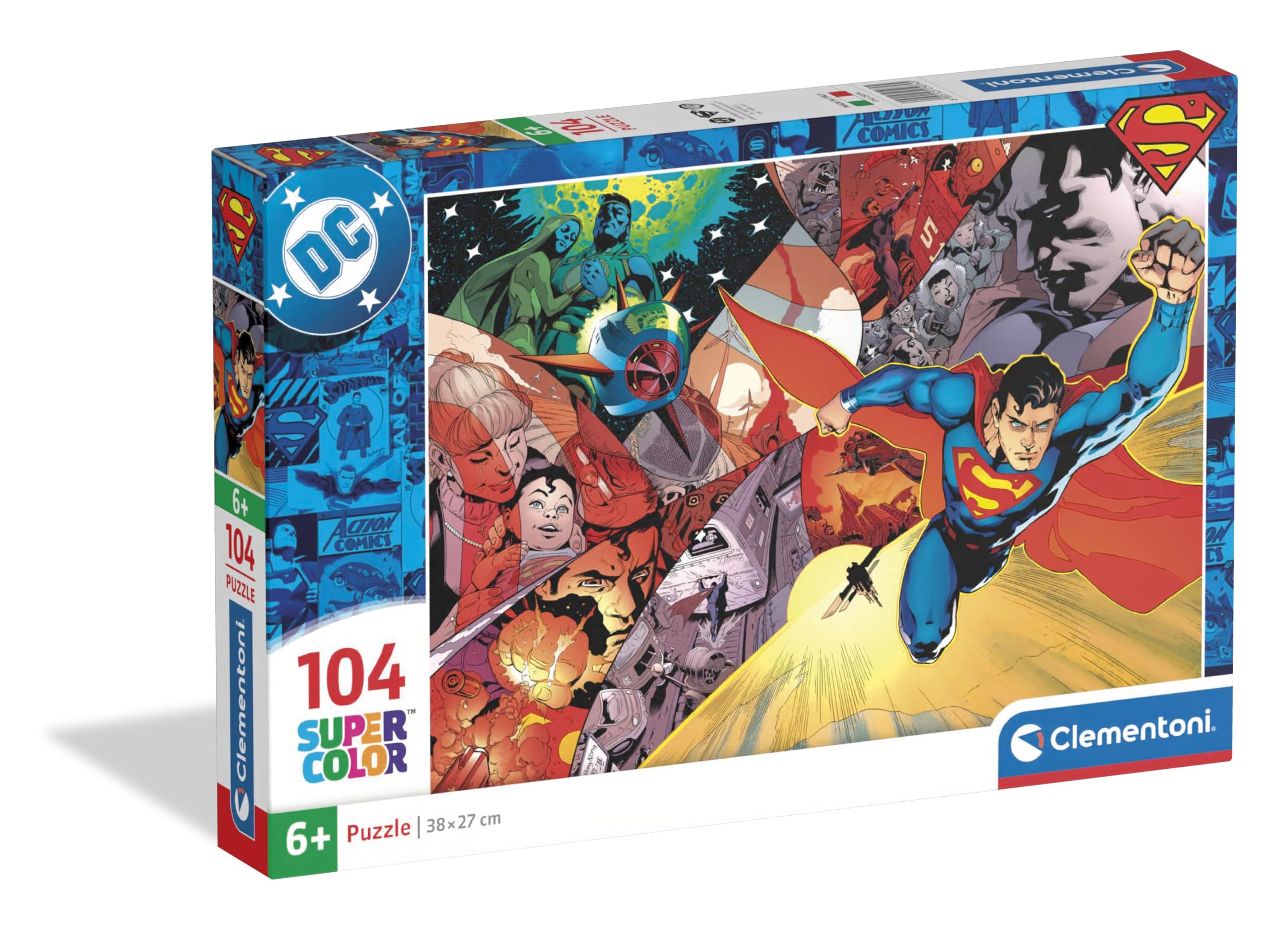 Clementoni Puzzle 104 pieces Superman, Puzzle for Kids 6+ years, Made in Italy, 25074