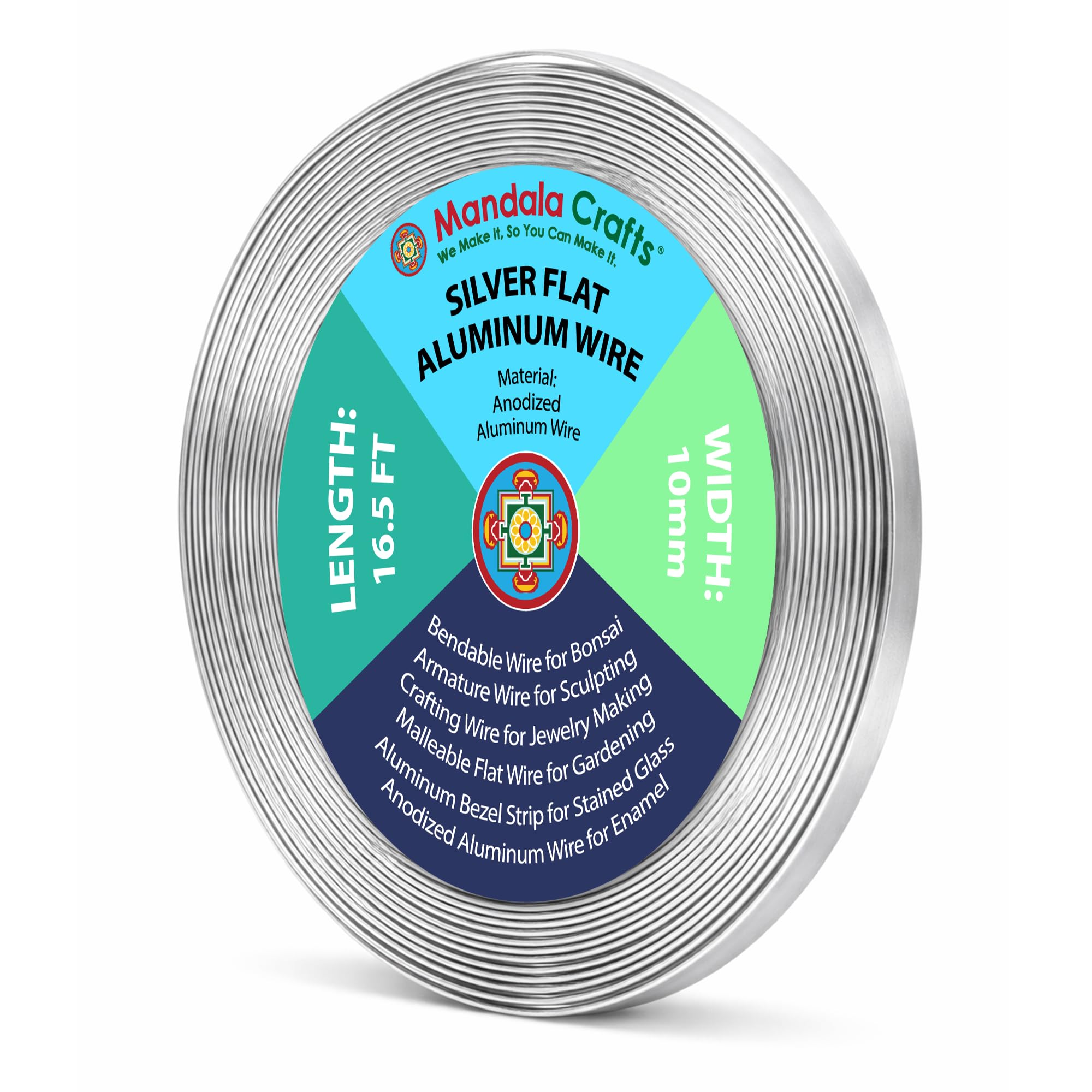 Mandala Crafts 10mm Silver Tone Flat Aluminum Crafting Wire for Sculpting
