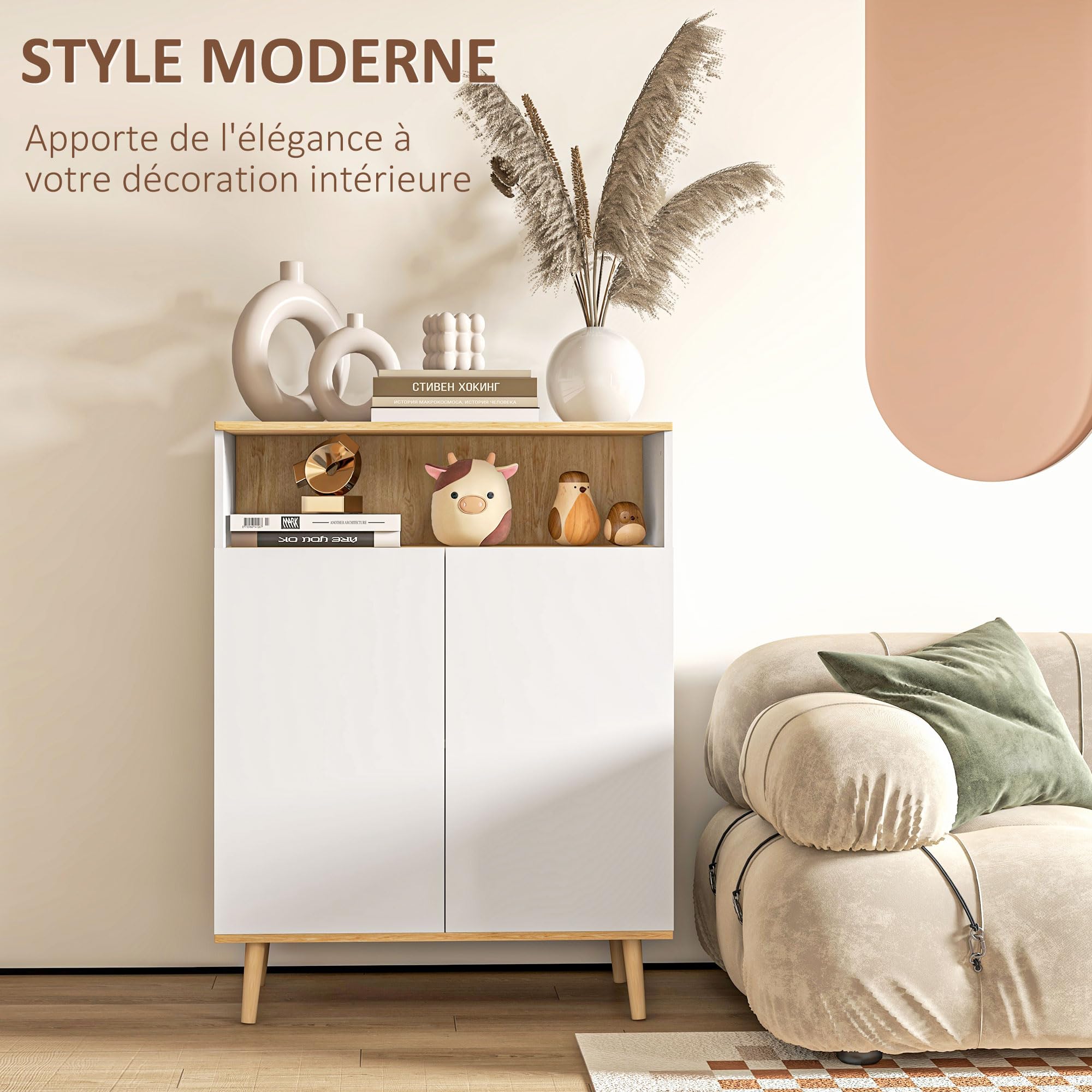 HOMCOM Dressoir Voor De Woonkamer Met 3 Deuren, 2 Lades En Verstelbaar Interieur Opbergkast Voor Keuken En Slaapkamer HOMCOM Dressoir Voor De Woonkamer Met 3 Deuren, 2 Lades En Verstelbaar Interieur Opbergkast Voor Keuken En Slaapkamer