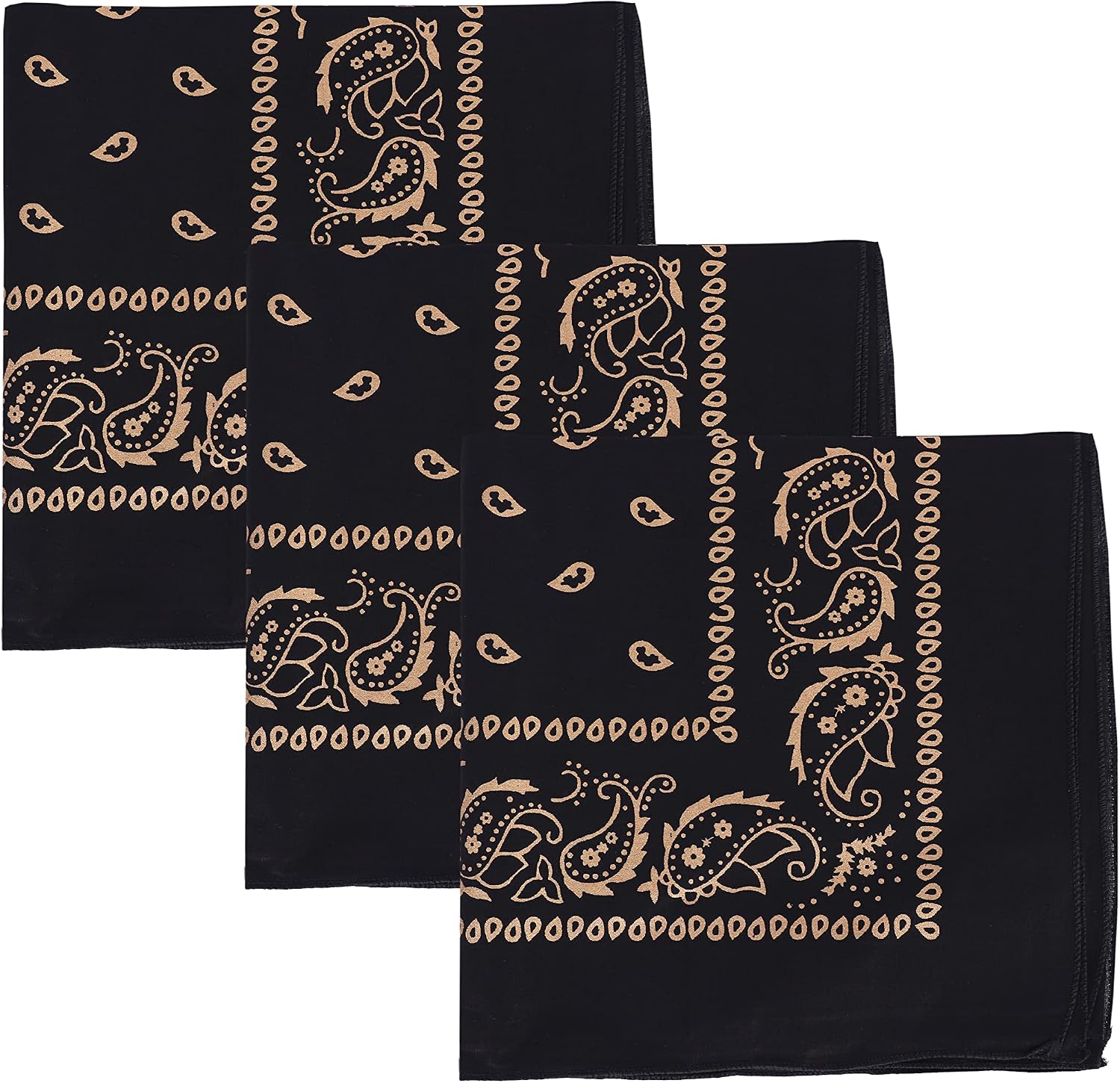 Motique Accessories Set of 3 Paisley Bandanas – 100% Cotton 22 Inch Head Scarf Neck Bandana Face Cover
