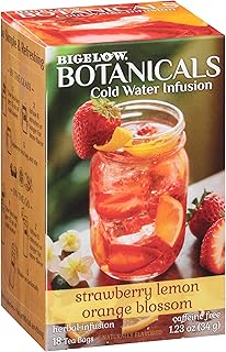 Bigelow Botanicals Cold Water Infusion Strawberry Lemon Orange Blossom Herbal Tea, Caffeine Free Tea with Strawberry, Lemon and Orange Flavor, 18 Count Box (Pack of 6), 108 Total Tea Bags