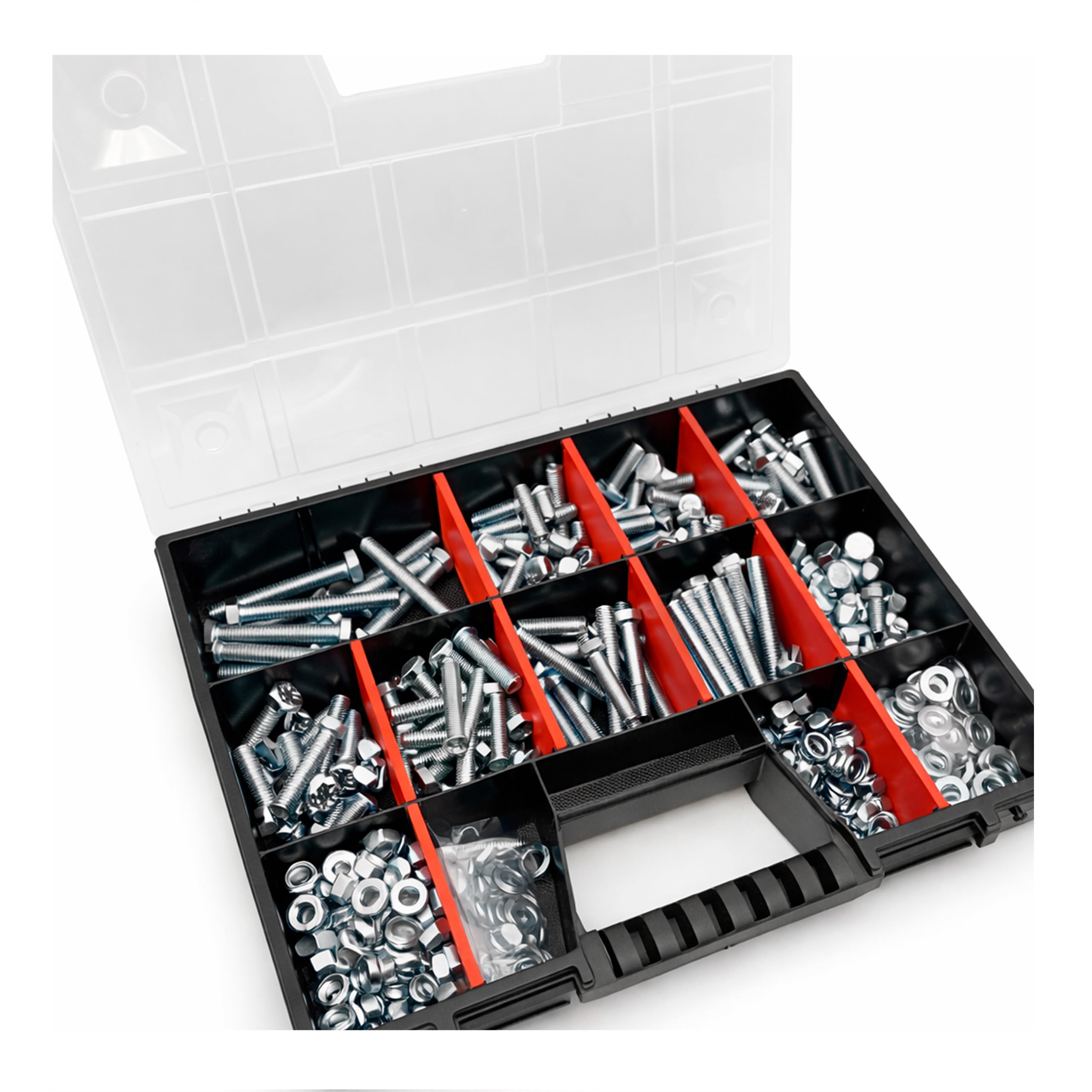 Set di viti, dadi e rondelle M12, 390 pezzi, DIN 933/985/127, in acciaio zincato, assortimento di viti esagonali, anello a molla, viti per macchina, viti filettate, assortimento di viti