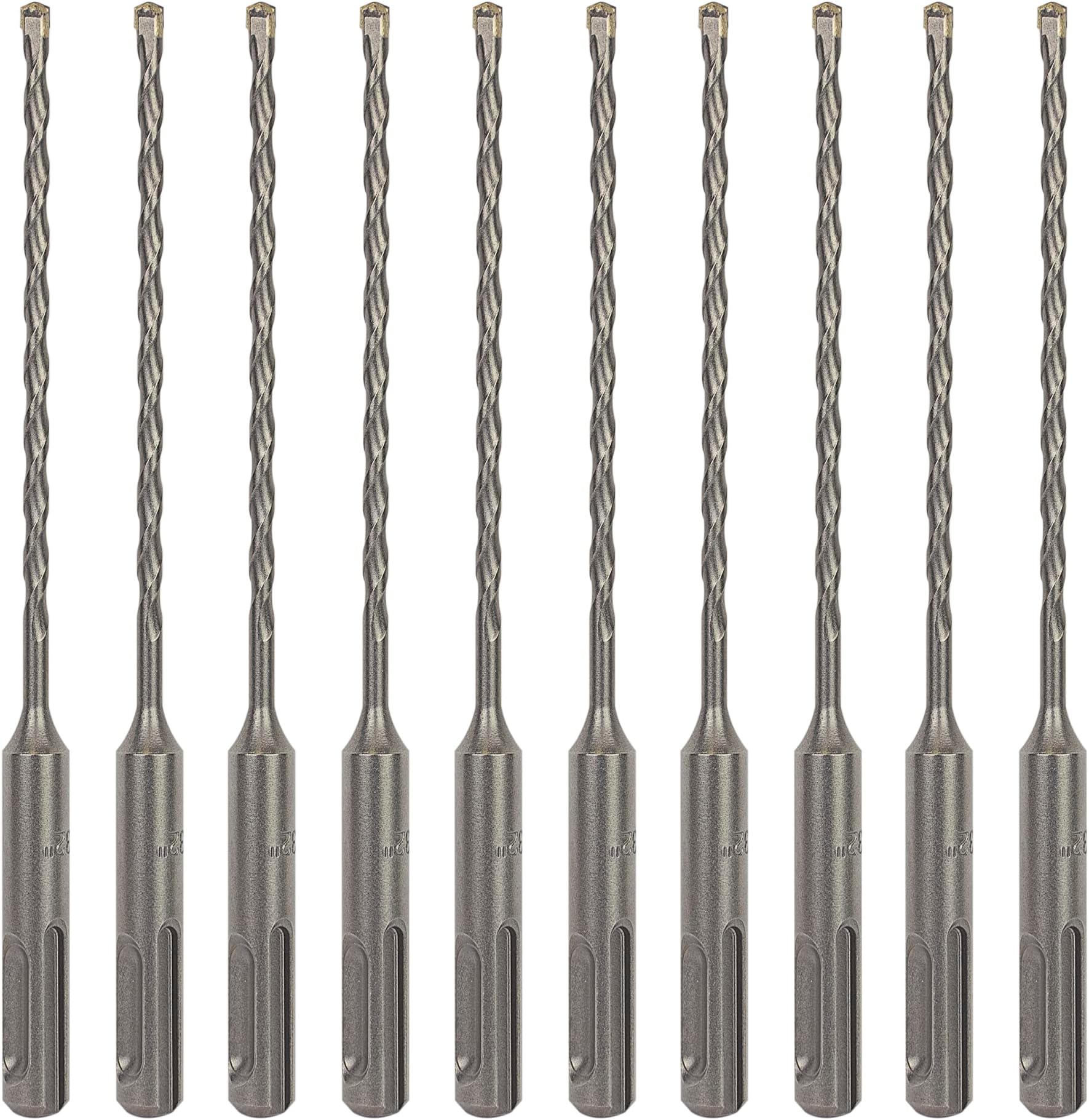10-Pack 5/32 Inch x 6 Inch SDS Plus Rotary Hammer Drill Bits, Carbide Tipped for Brick, Stone and Concrete (5/32” x 4" x 6")