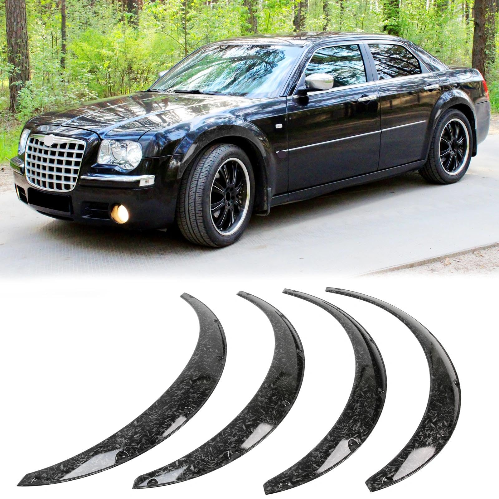 Universal Fender Flares 4PCS Car Fender Body Kit Wheel Arches Edge Trim Protector Flexible PP Material Fender Flares Fits for most of Cars,Mustang(89cm-Satin pattern)