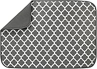 Vista 24 de S&T INC. Tapete de microfibra para secado de platos, reversible y absorbente para cocina, de 16 x 18 pulgadas, color negro