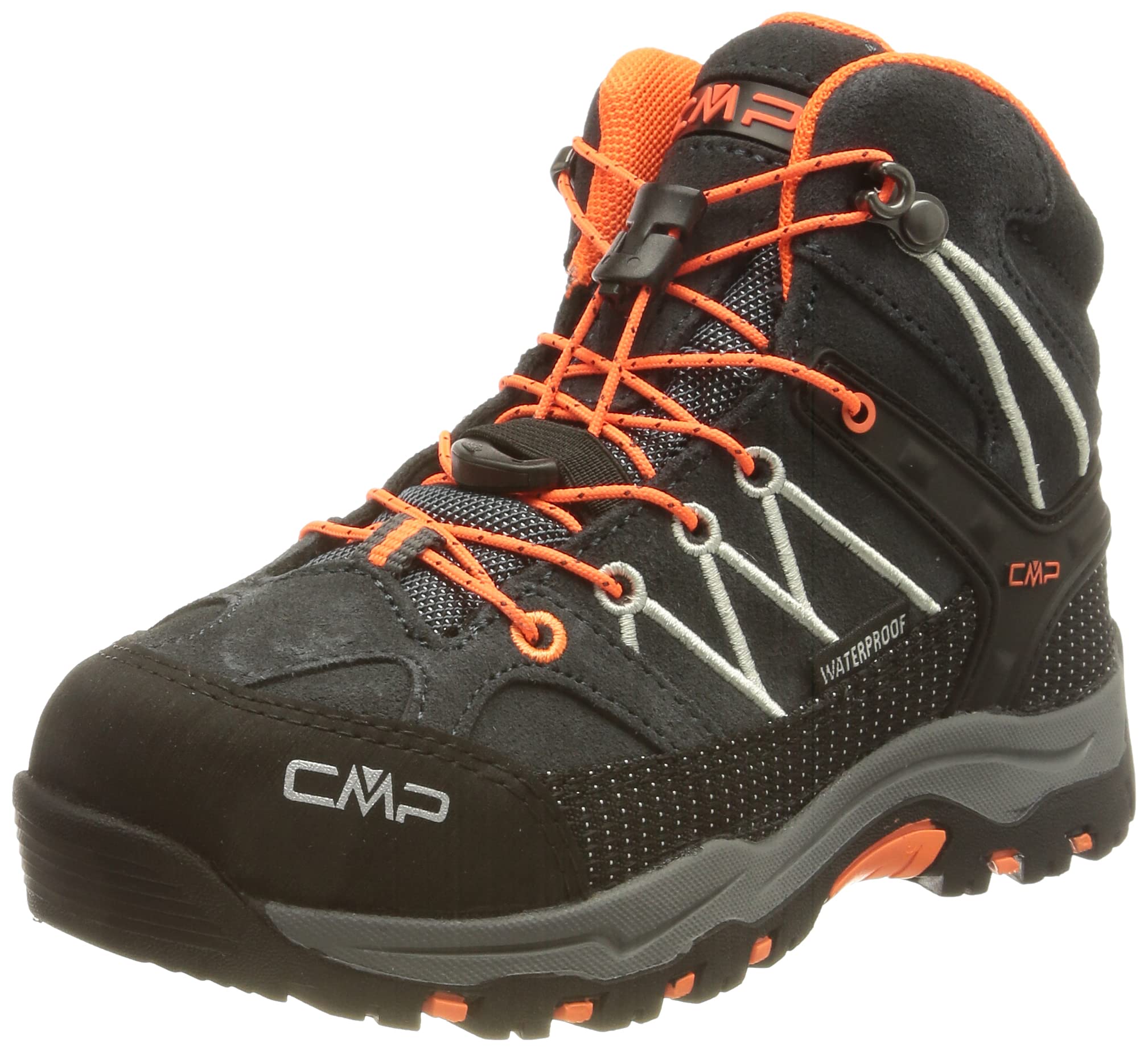 CMP Rigel Mid Trekking Shoe Wp, Walking shoe, Antracite-Flash Orange, 5.5 UK