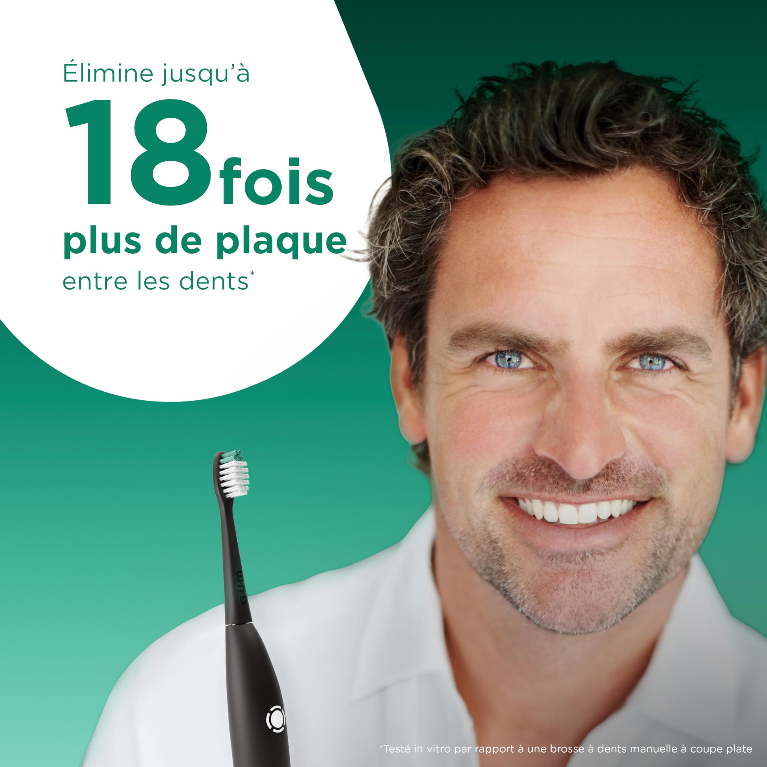 GUM SMART ONE Brosse à dents électrique | contrôle de vitesse | minuteur | 4 modes de brossage | 6 semaines d’autonomie | application intelligente | 1 brosse à dents | 2 têtes de brosse | Noire
