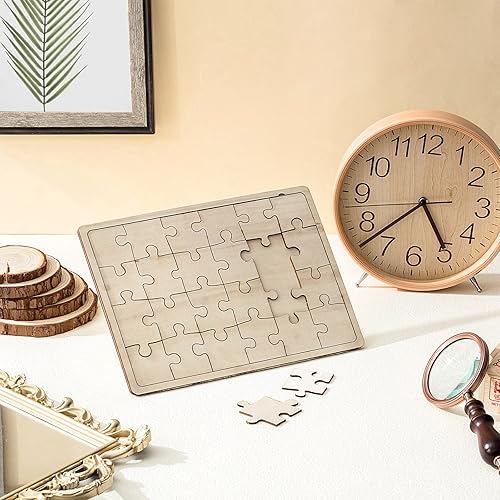 Miniatura 4 de Deekin 30 hojas de rompecabezas de madera sin terminar personalizables, piezas de madera en blanco, cosas de forma libre para pintar, escribir y