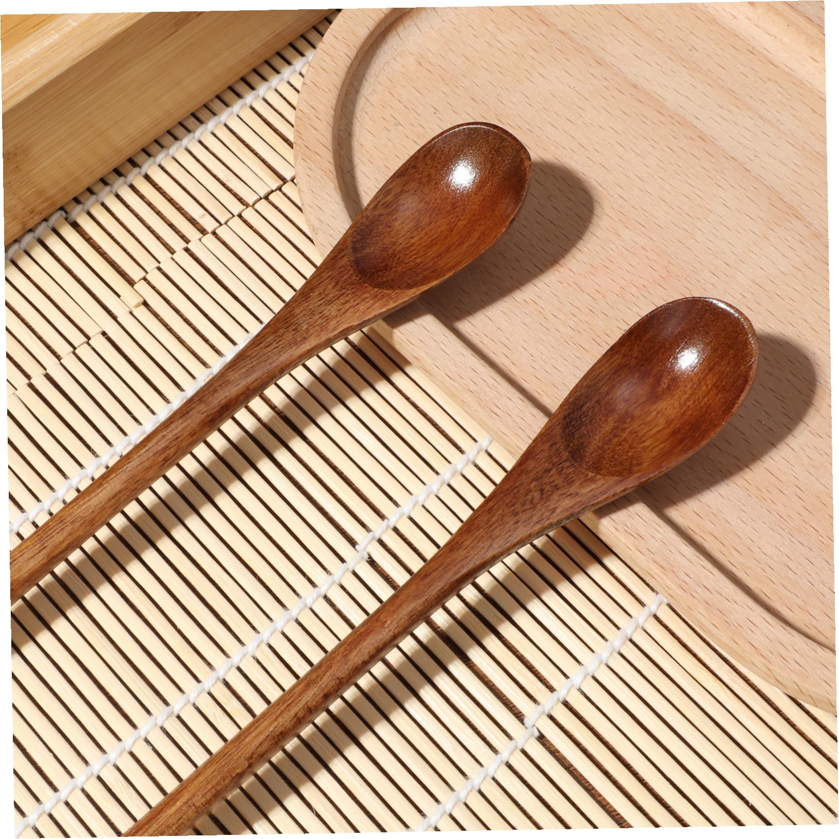 Cuchara de Café de Mango Largo de Madera Nanmu, Estilo Japonés, Pequeña, Natural, para Miel y Postres, Utensilio de Cocina Tradicional, Paquete de 2 Piezas