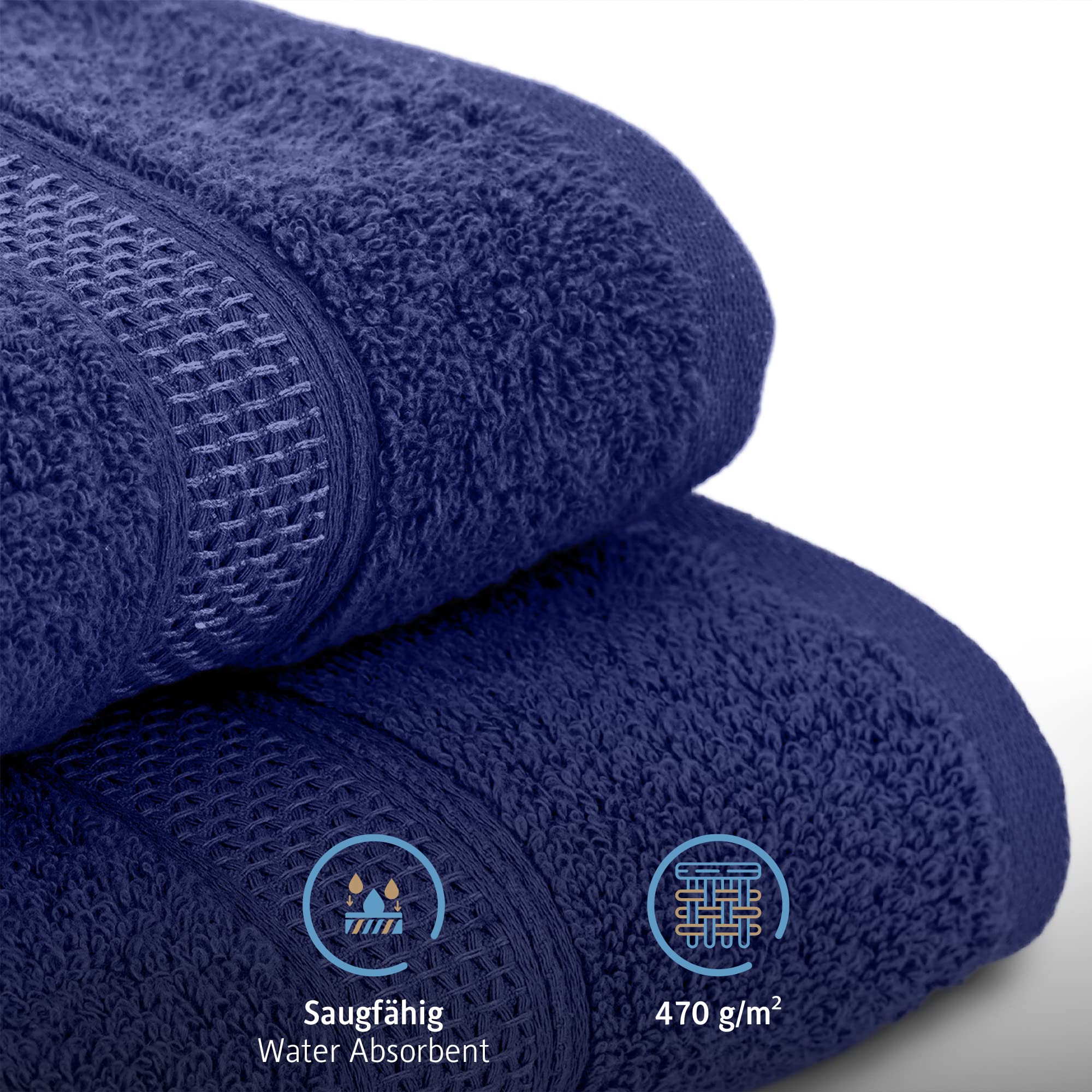 Komfortec Frottee Badetuch & Handtuchset Groß 100% Baumwolle - Weiche Schnelltrocknend Navy Blau (Towel) 4er-50x100-und-4er-70x140-navyblau 4 Handtücher und 4 Badetücher