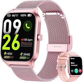 Popglory Montre Connectée Femme Homme, Appel Bluetooth avec 100+ Sport 1,85 Smartwatch, Fréquence Cardiaque Pression Artér…