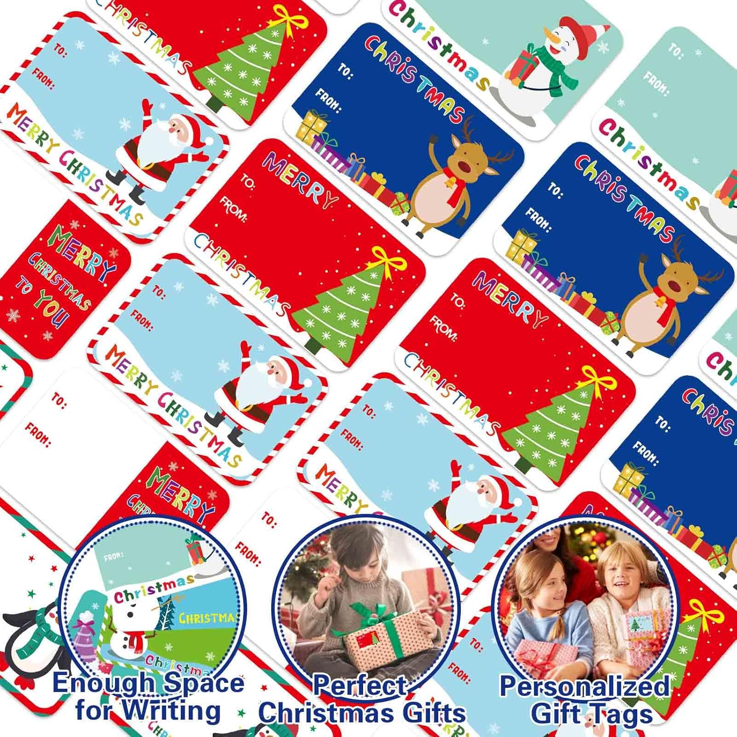 300PCS Christmas Gift Tags Stickers, Self-Adhesive Christmas Name Tags for Gifts Wrappings Christmas Gift Labels Stickers for Presents Boxes Bags Envelopes Holiday Decoration - Image 3