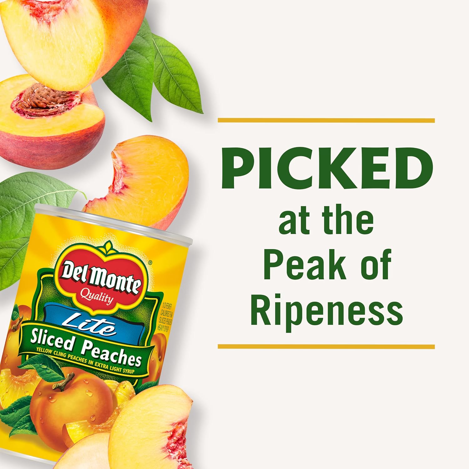 Del Monte Sliced Yellow Canned Peaches in Extra Light Syrup, 15 oz Can (Pack of 12 Cans)