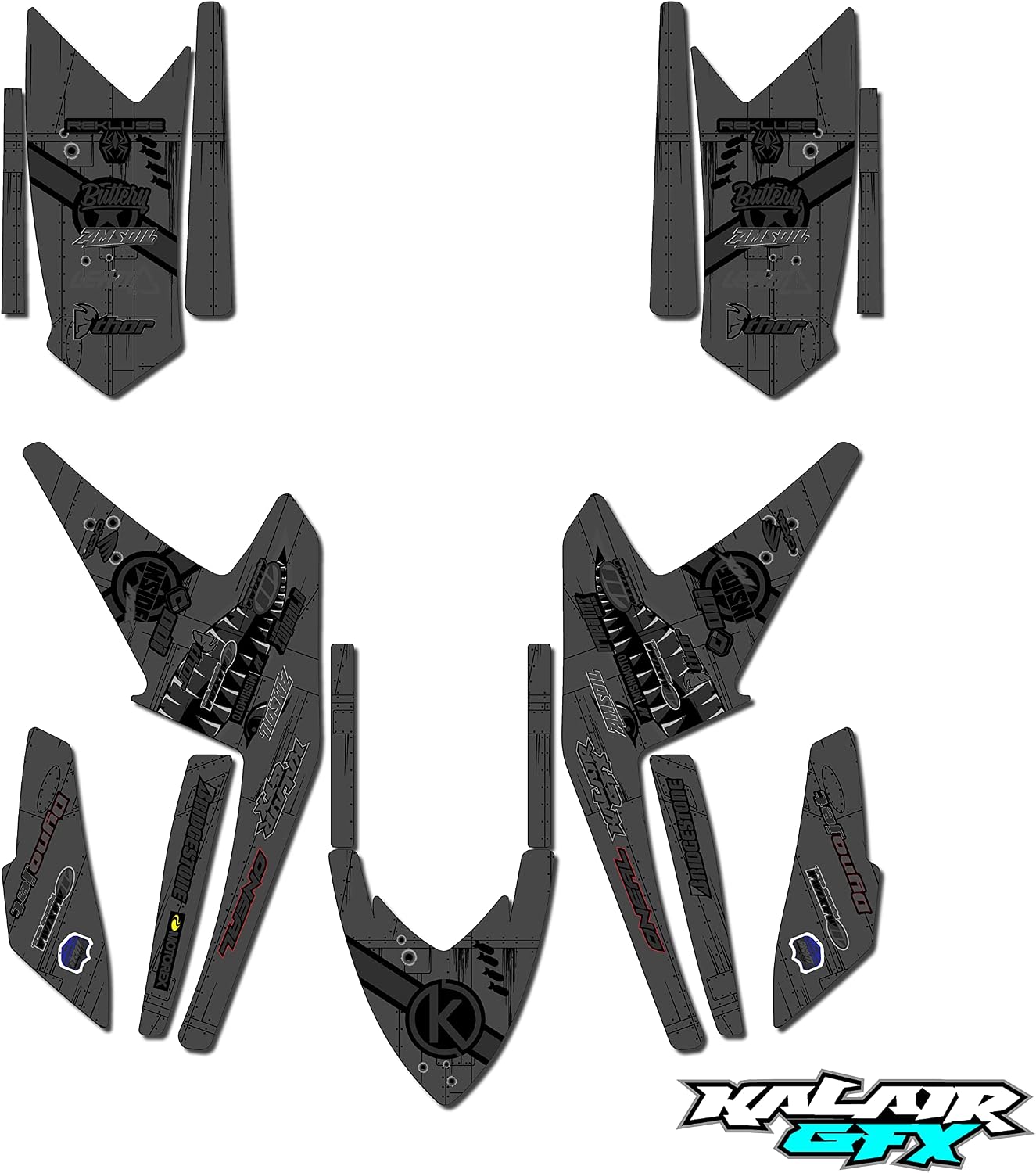 Graphics Kit for Arctic cat DVX400 DVX-400 (2005-2008) Predator Series Smoke 16 Mil - ATV UTV Custom Racing Graphics Stickers Decals Kit, no-plastics